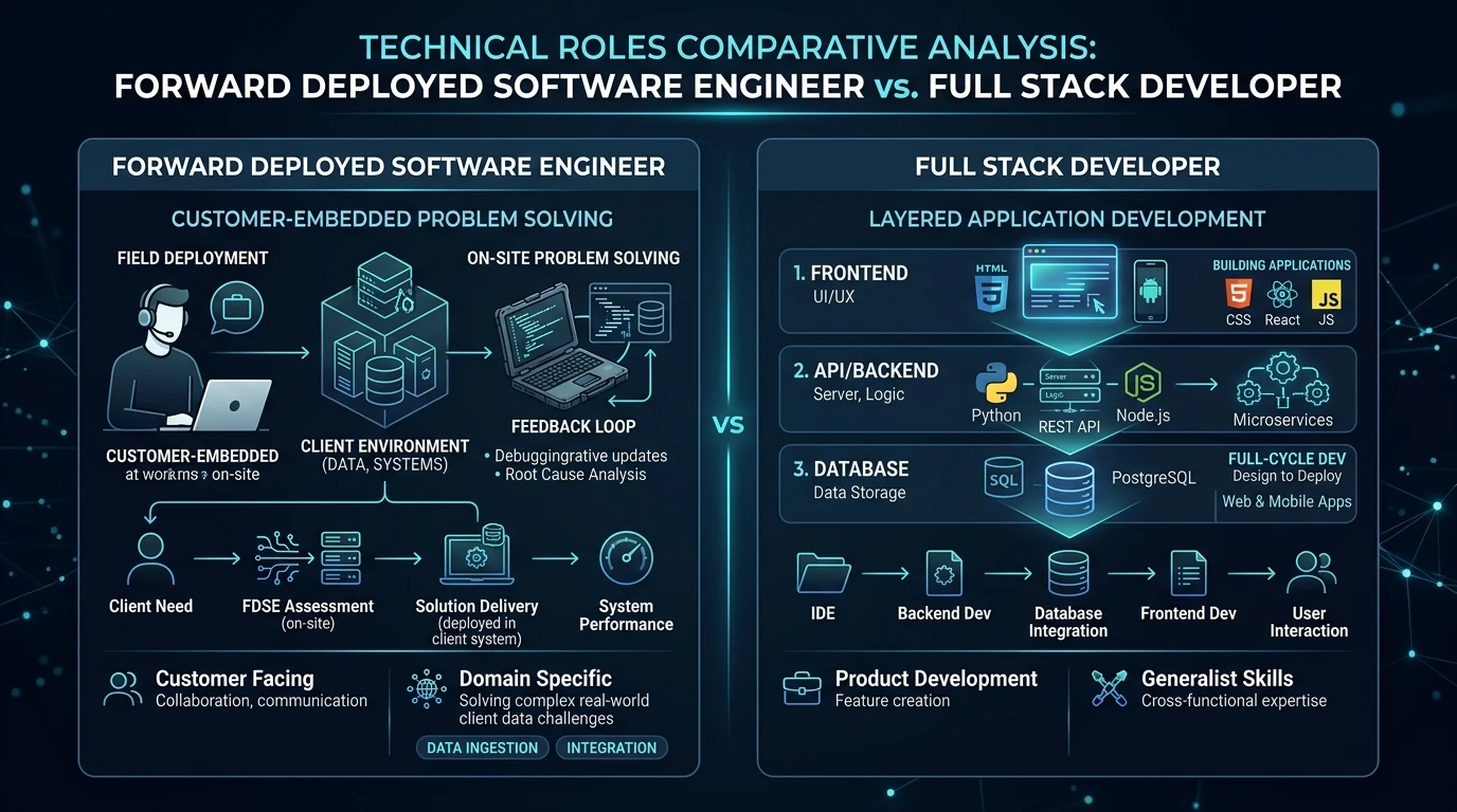 Forward Deployed Software Engineer vs Full Stack Developer comparison