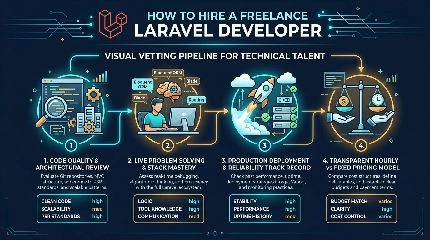 How to Hire a Freelance Laravel Developer - Visual Vetting Pipeline