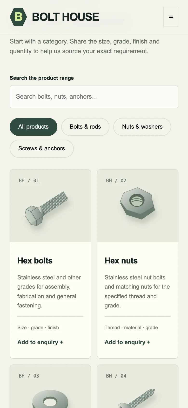 Bolt House — Products on a phone