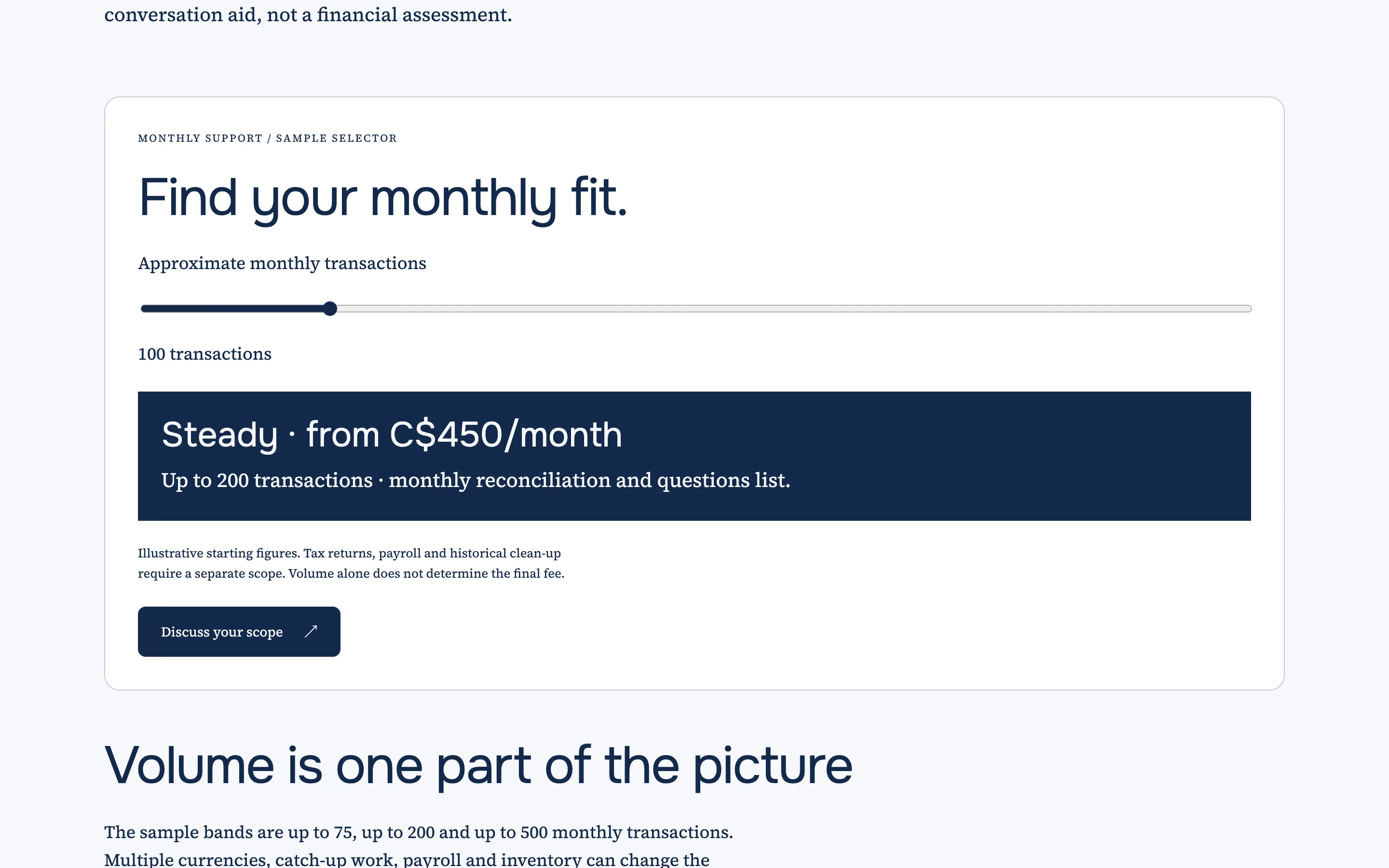 Accounting firm demo — Compare monthly support