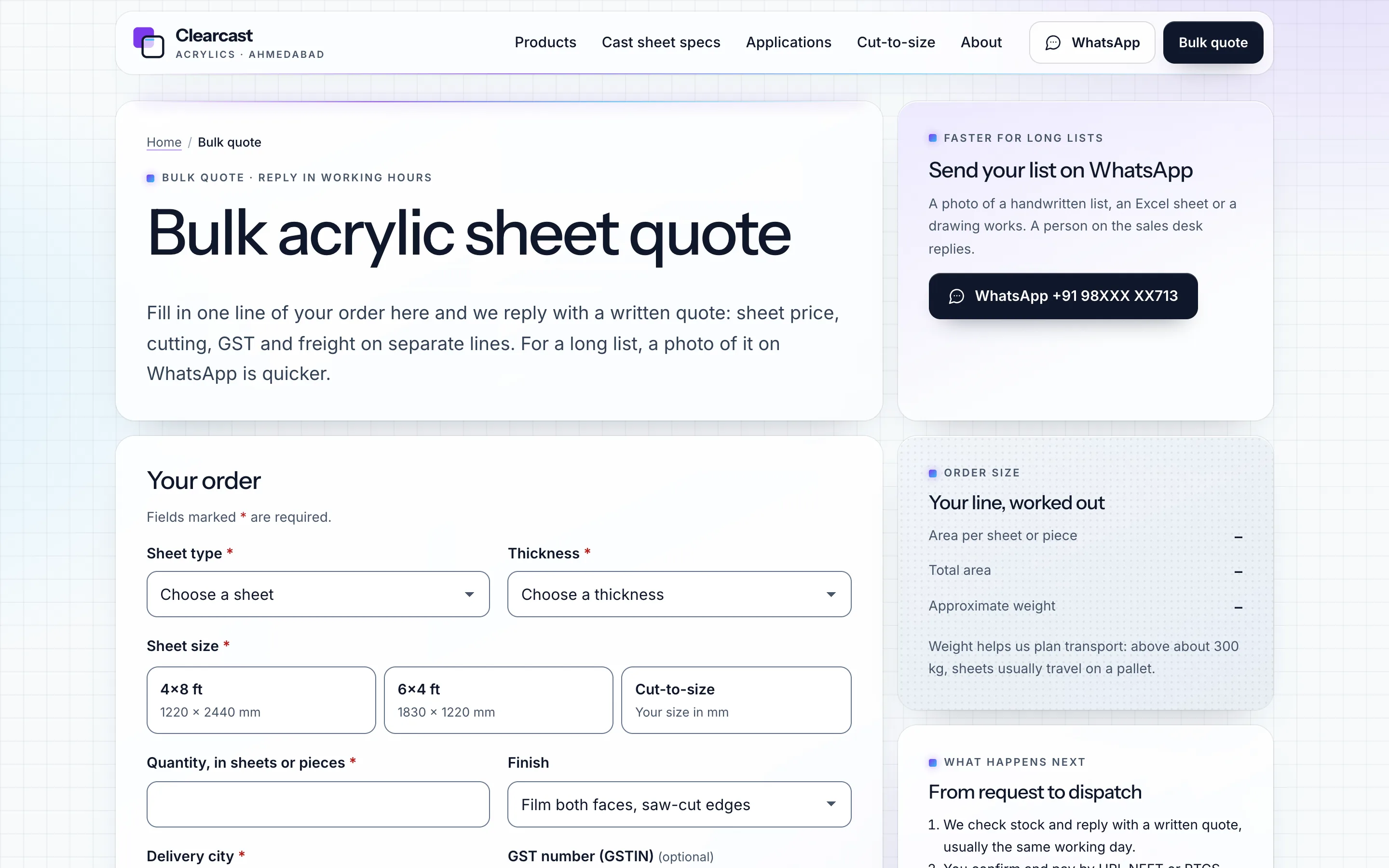 Acrylic sheet manufacturers demo — Bulk quote