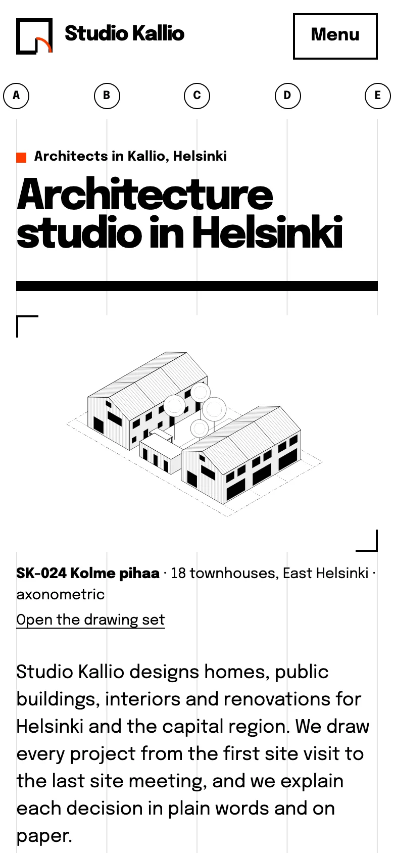 Architects demo website on a phone