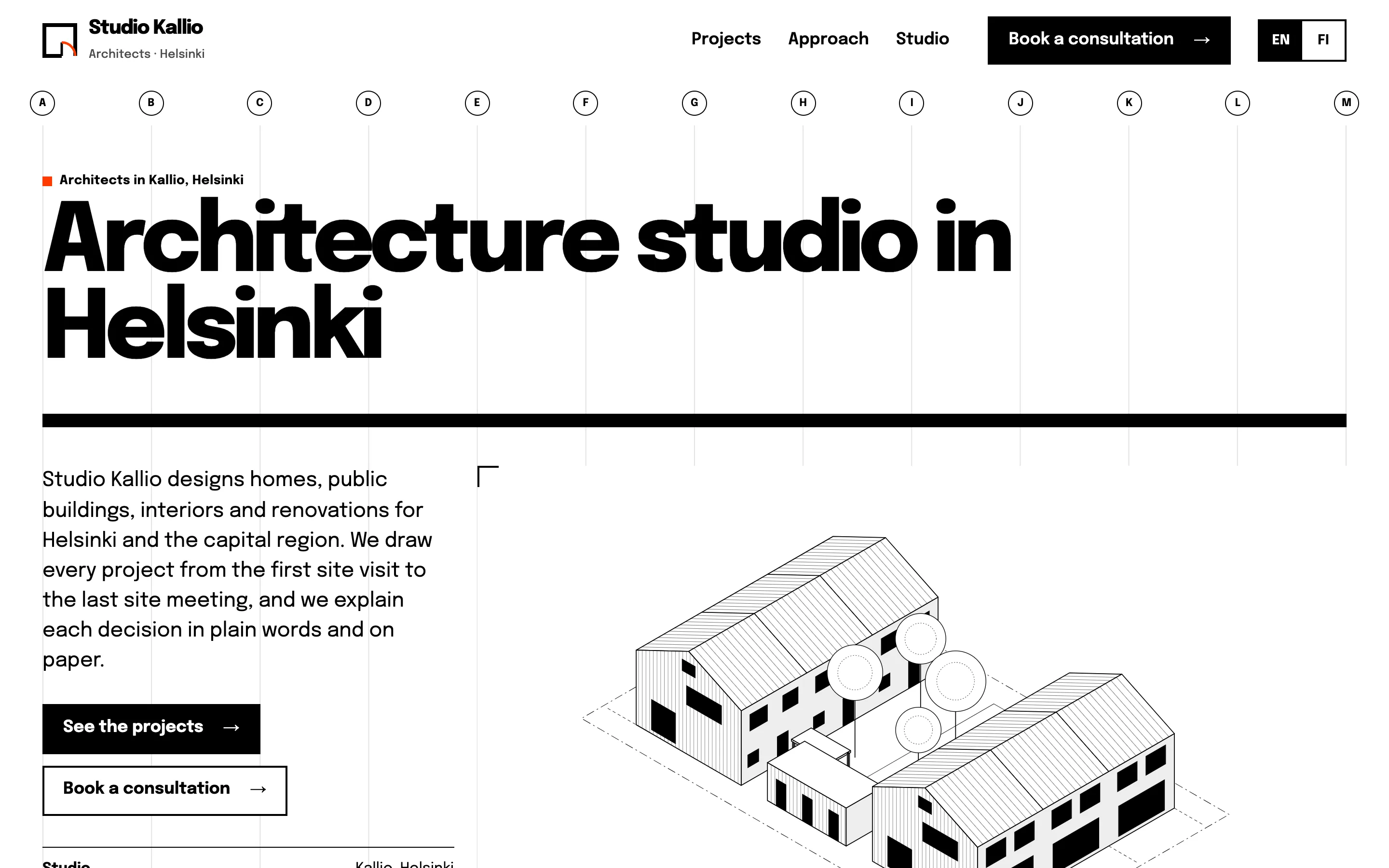 Architects demo website on a desktop browser