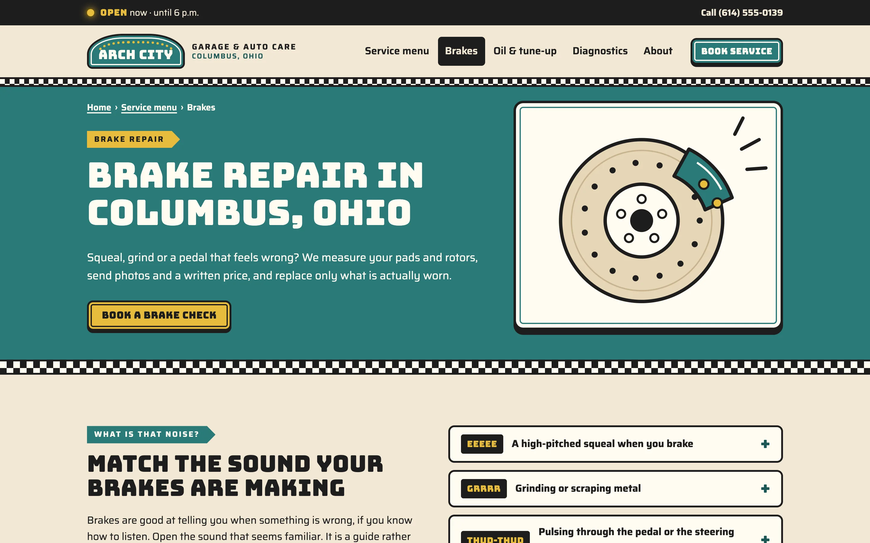 Auto repair garages demo — Brake repair page