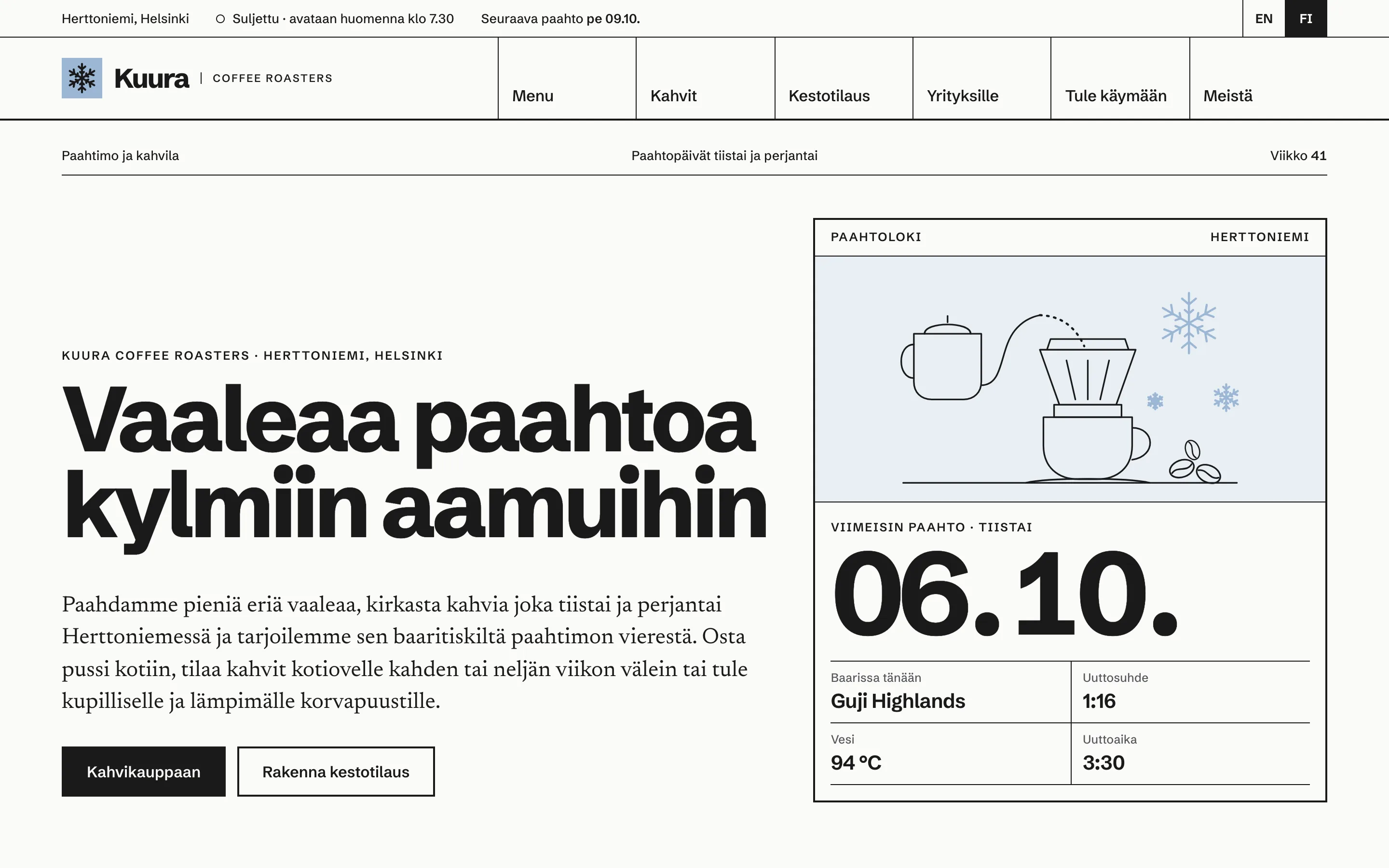 Cafés and coffee roasters demo — Finnish version