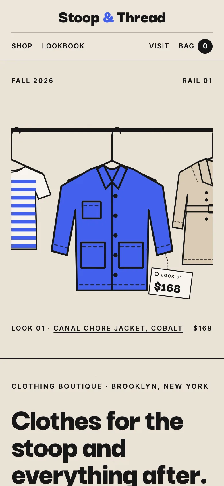 Clothing boutiques demo website on a phone