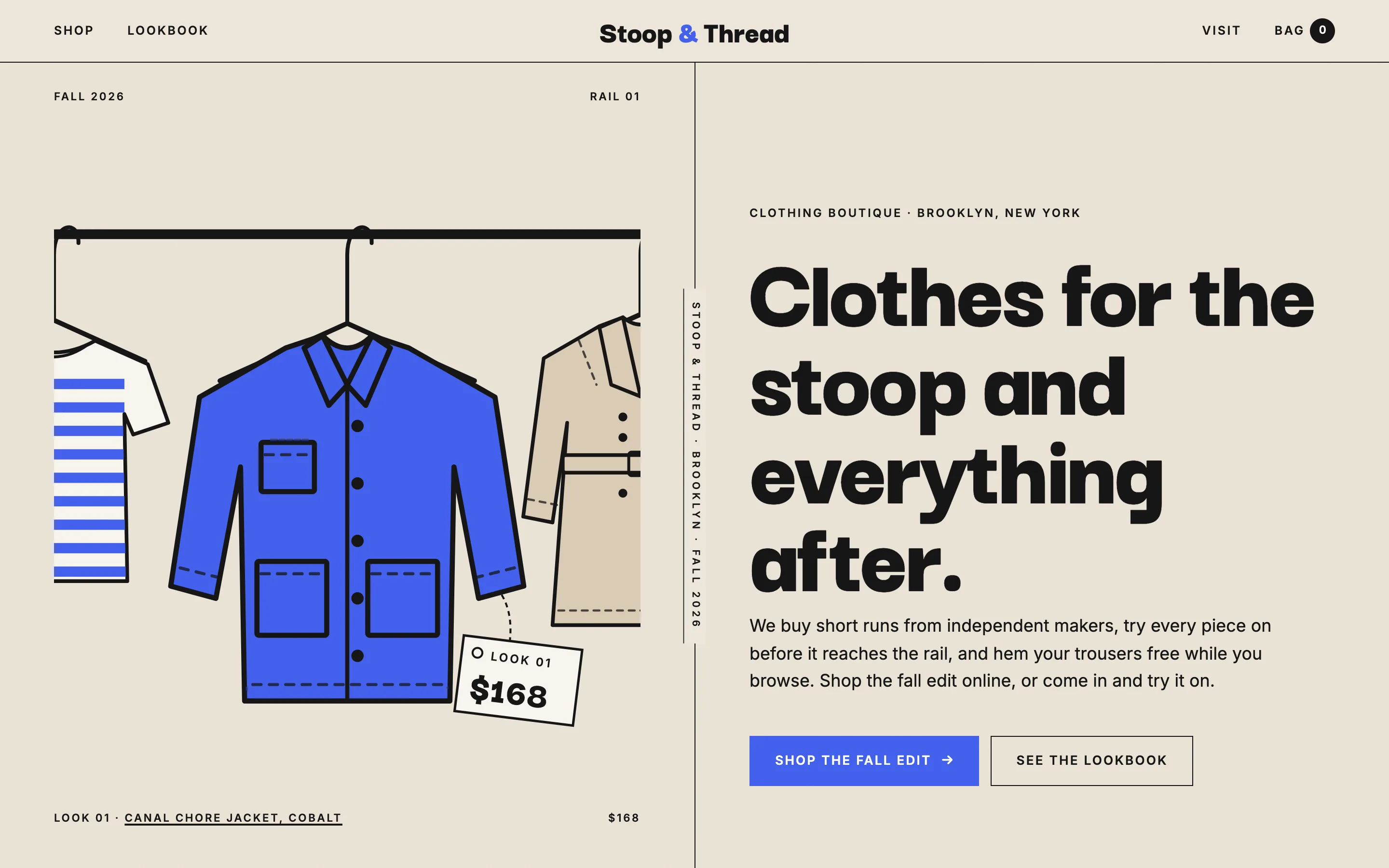 Clothing boutiques demo website on a desktop browser