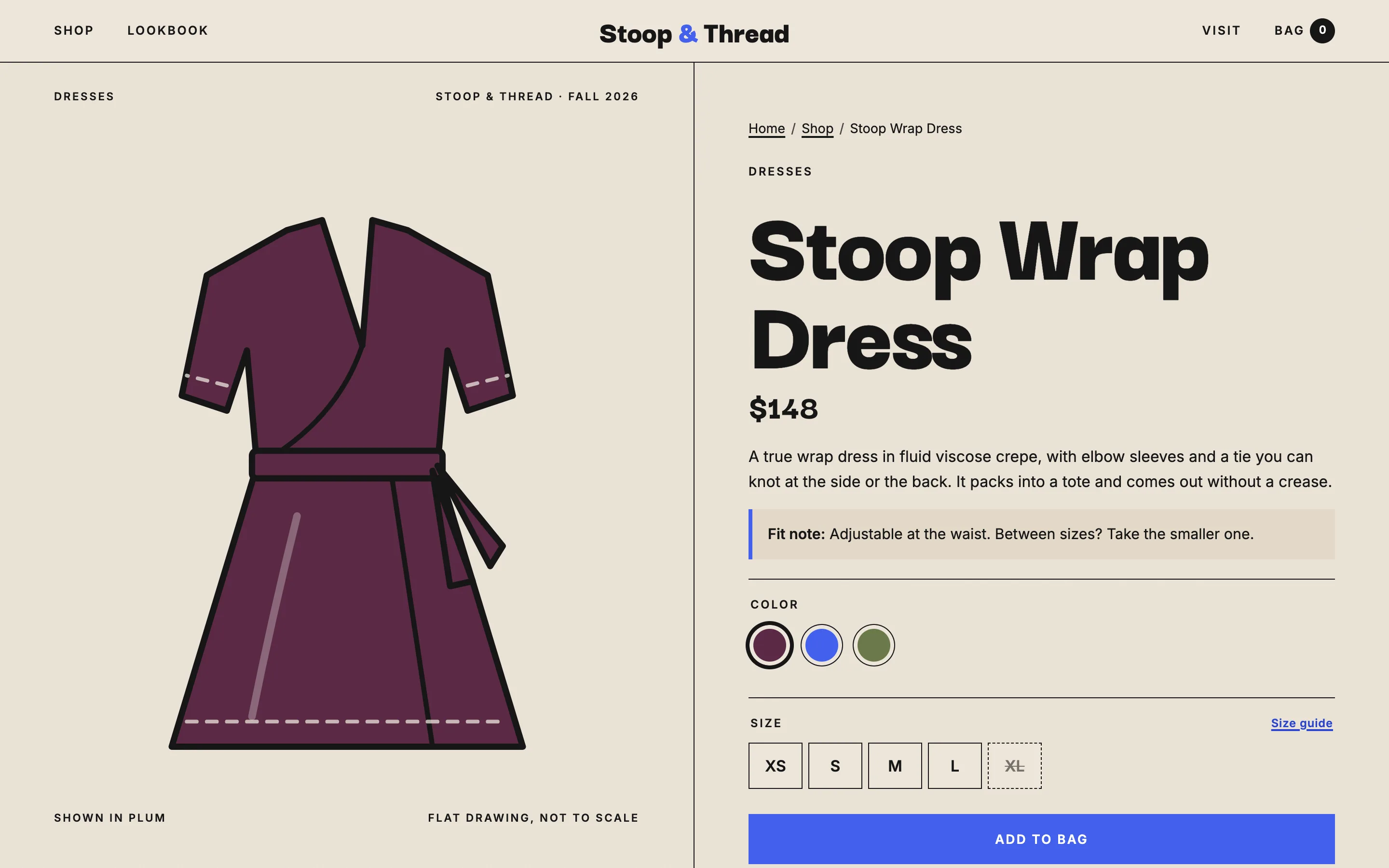 Clothing boutiques demo — Product page