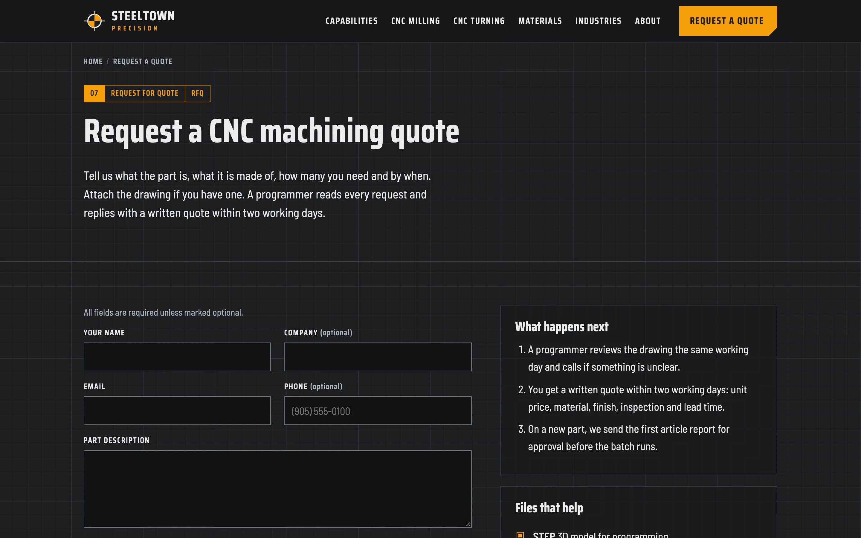 CNC machining and metal fabrication shops demo — Request for quote