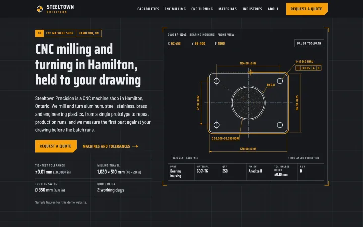 CNC machining and metal fabrication shops demo website by Smit Desai