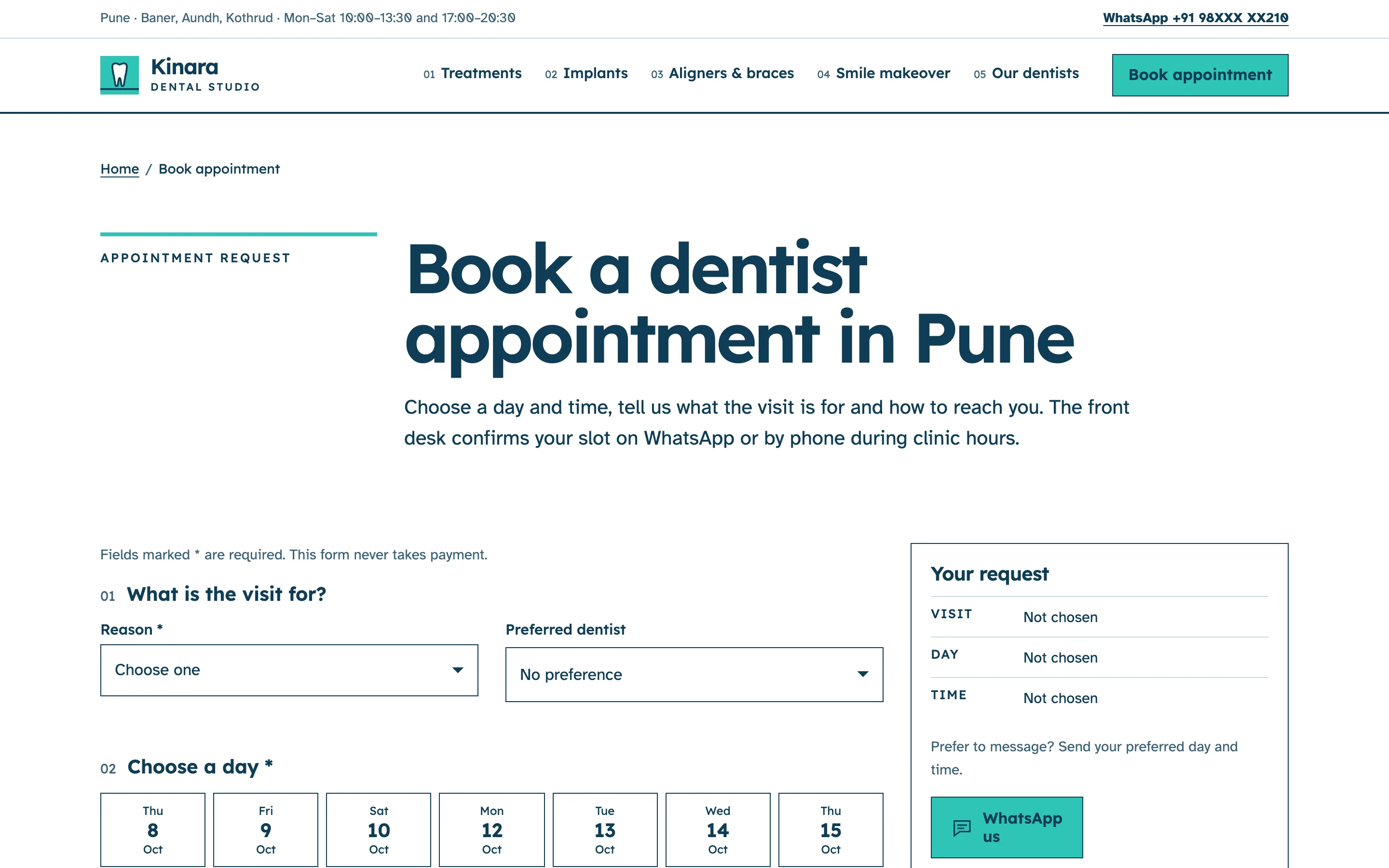 Dental clinics demo — Appointment request