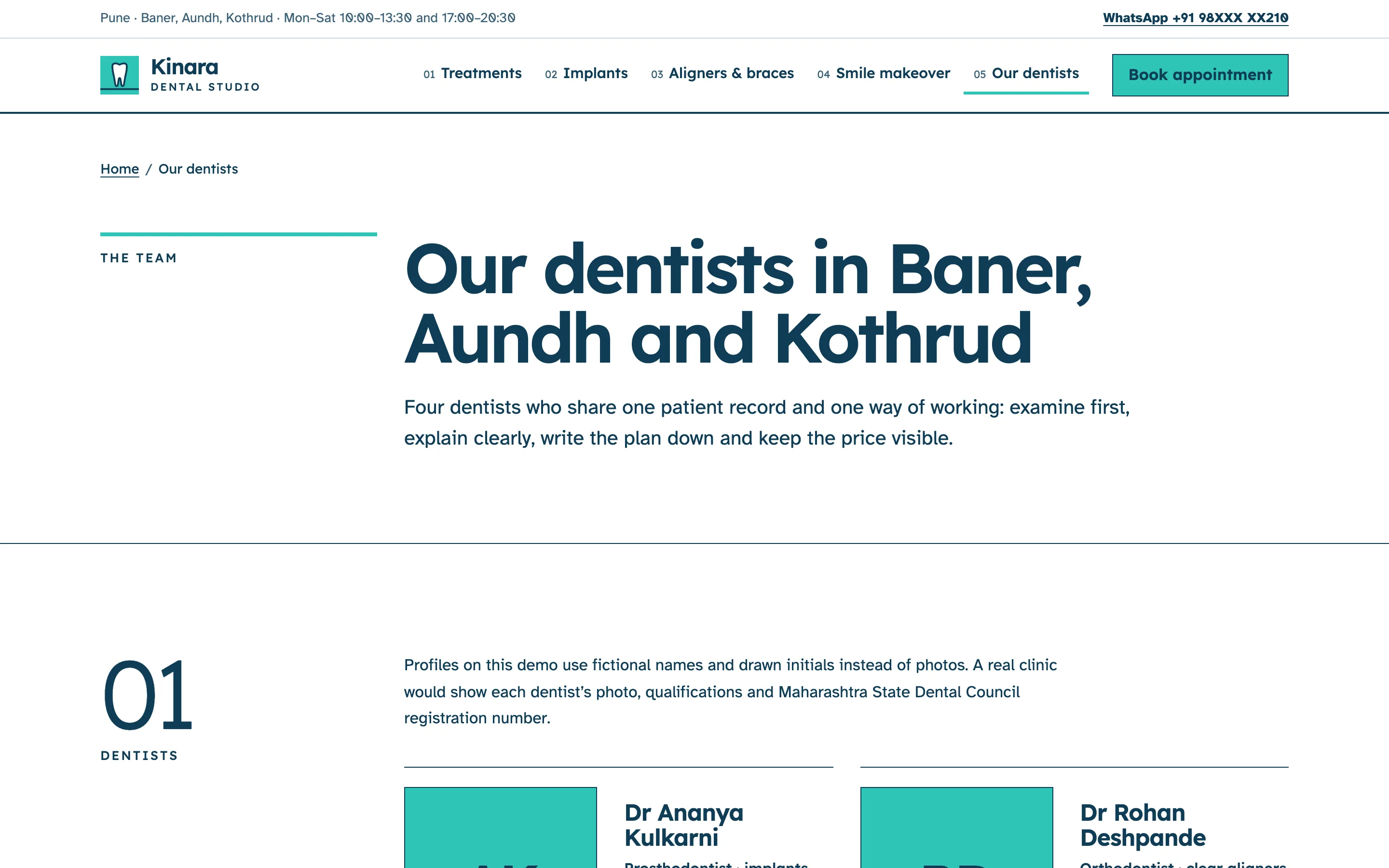 Dental clinics demo — Our dentists