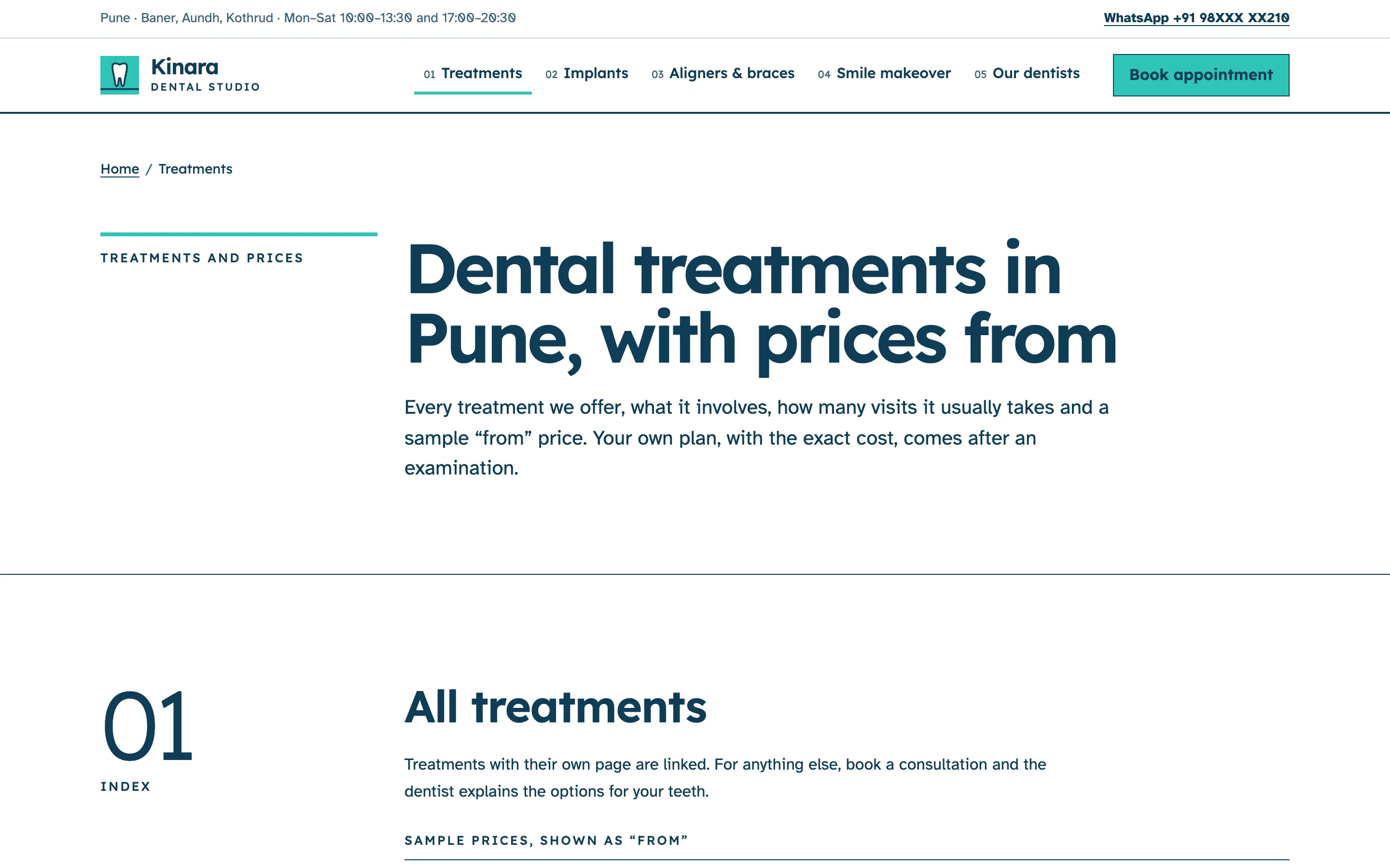 Dental clinics demo — Treatments