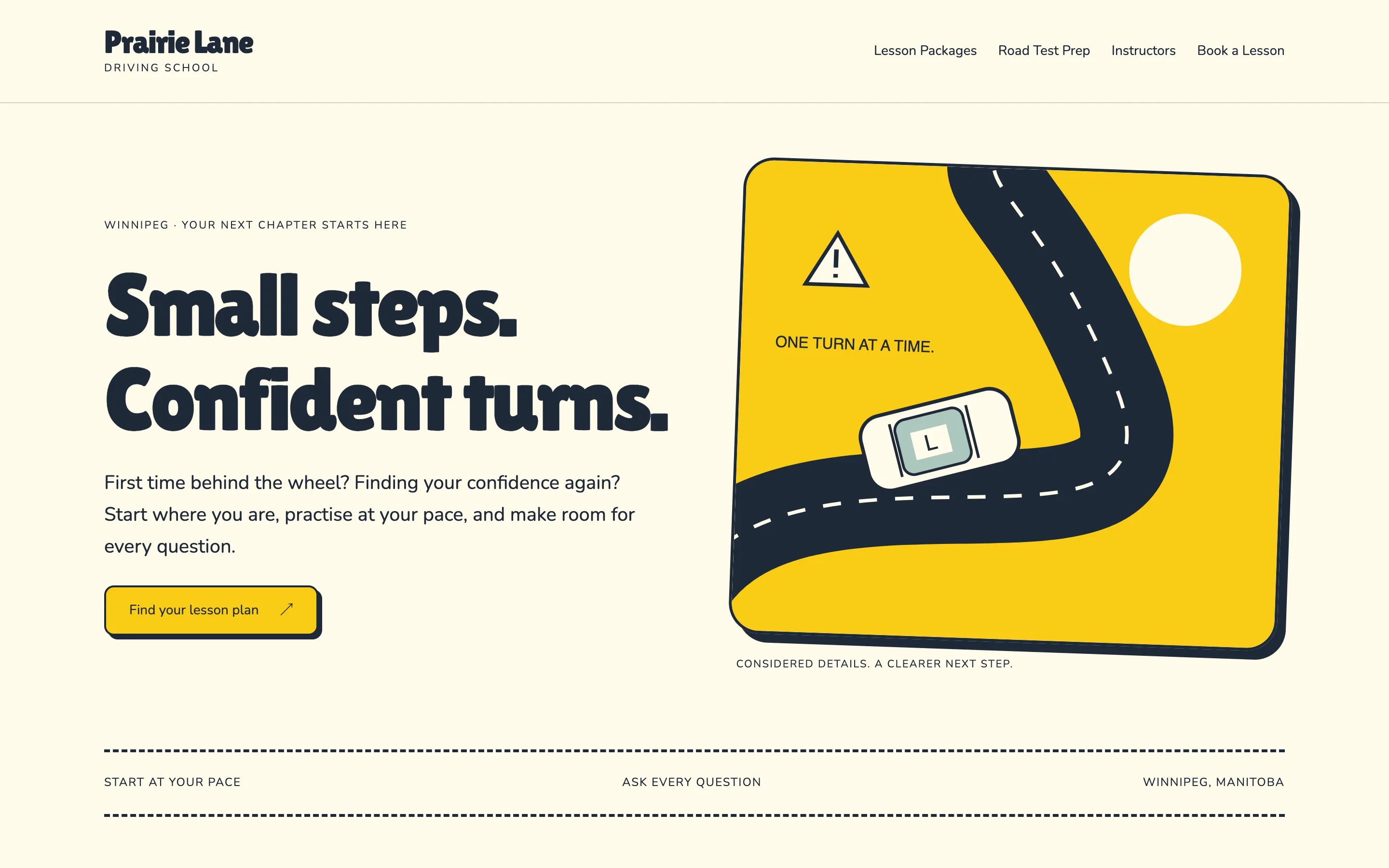 Driving school demo website on a desktop browser