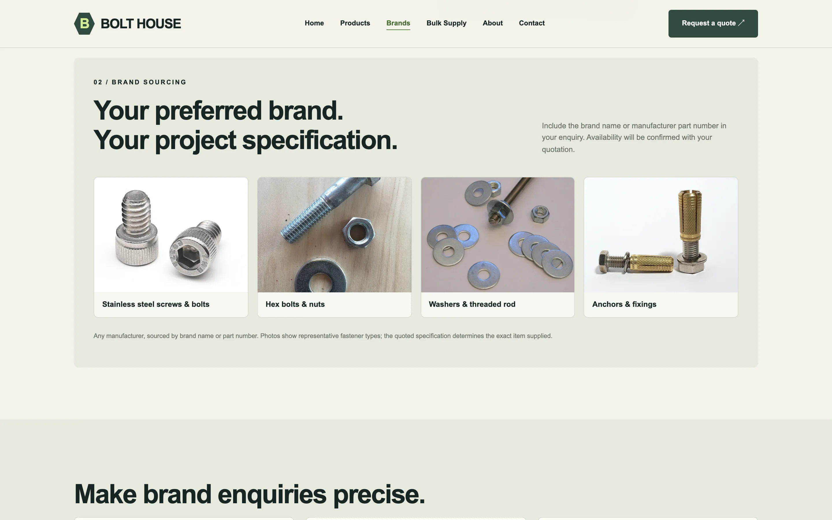 Fastener suppliers demo — Brand sourcing