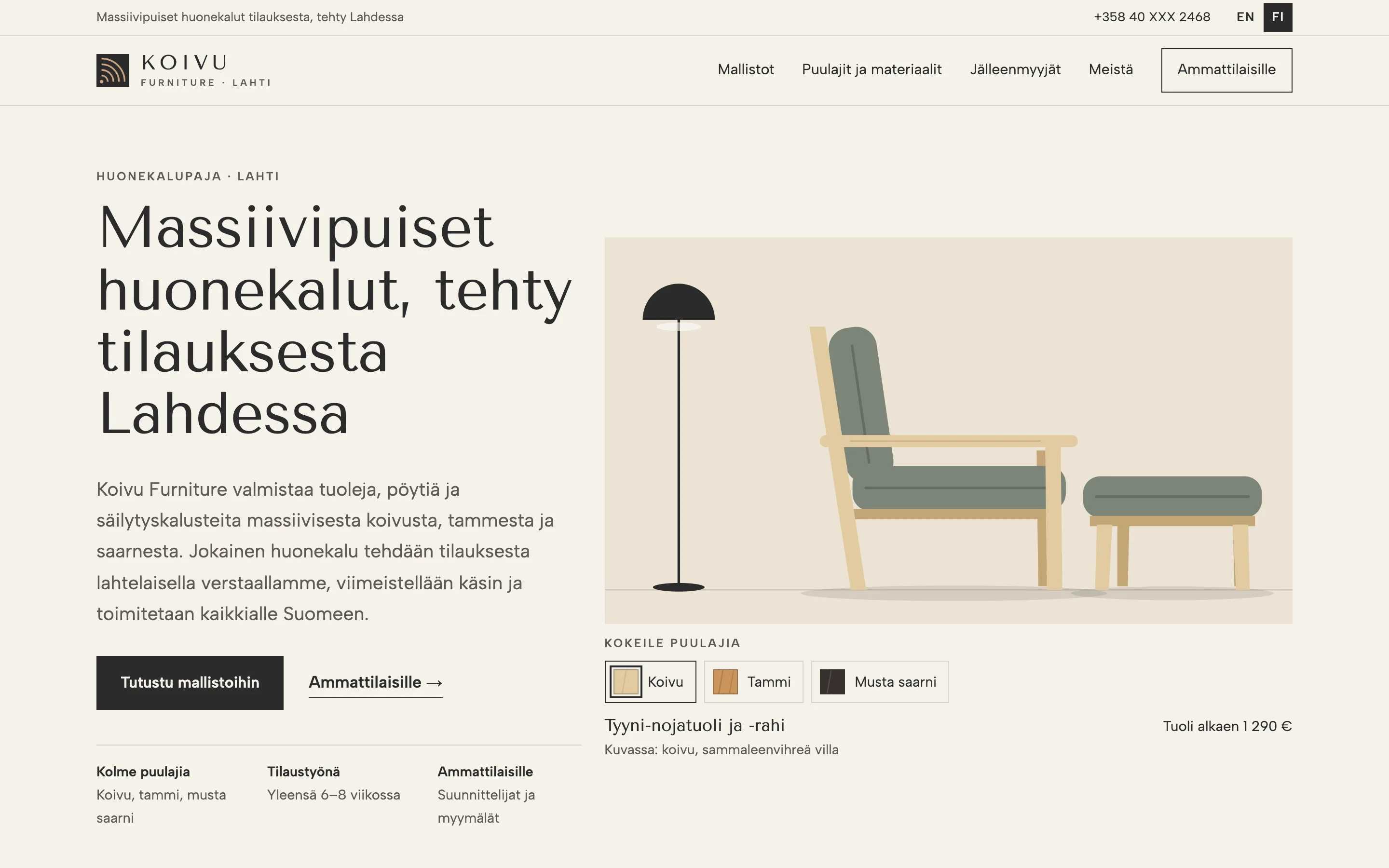 Furniture makers demo — Finnish version