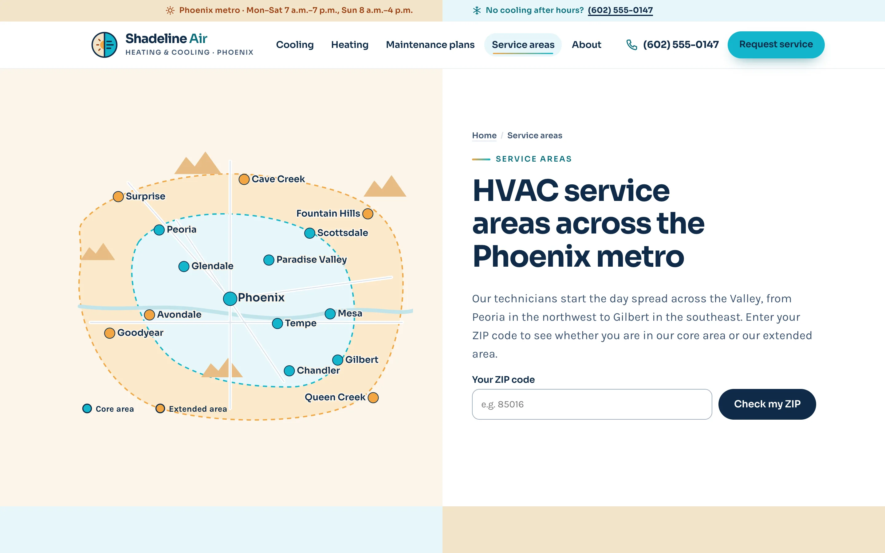 HVAC contractors demo — Service areas and ZIP checker