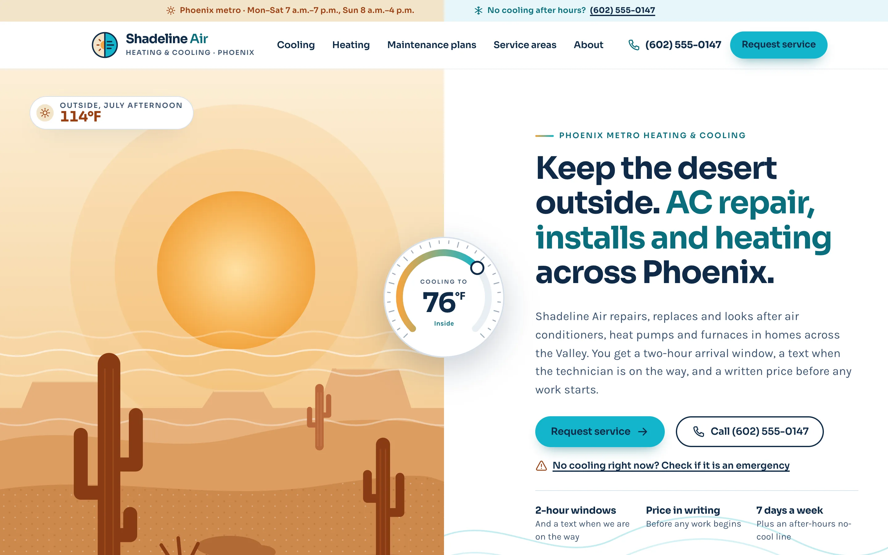 HVAC contractors demo website on a desktop browser