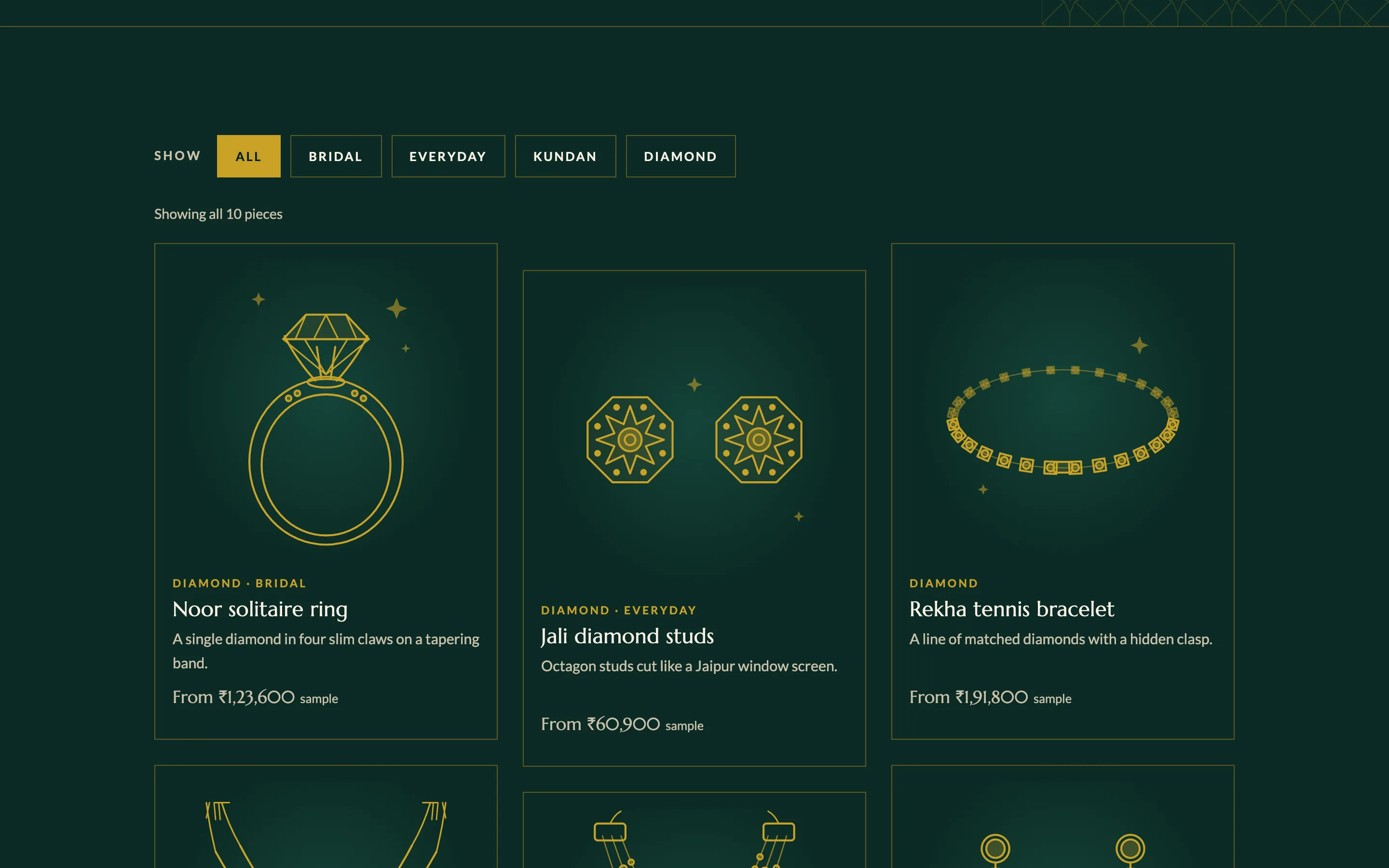 Jewellery shops demo — Filterable collections