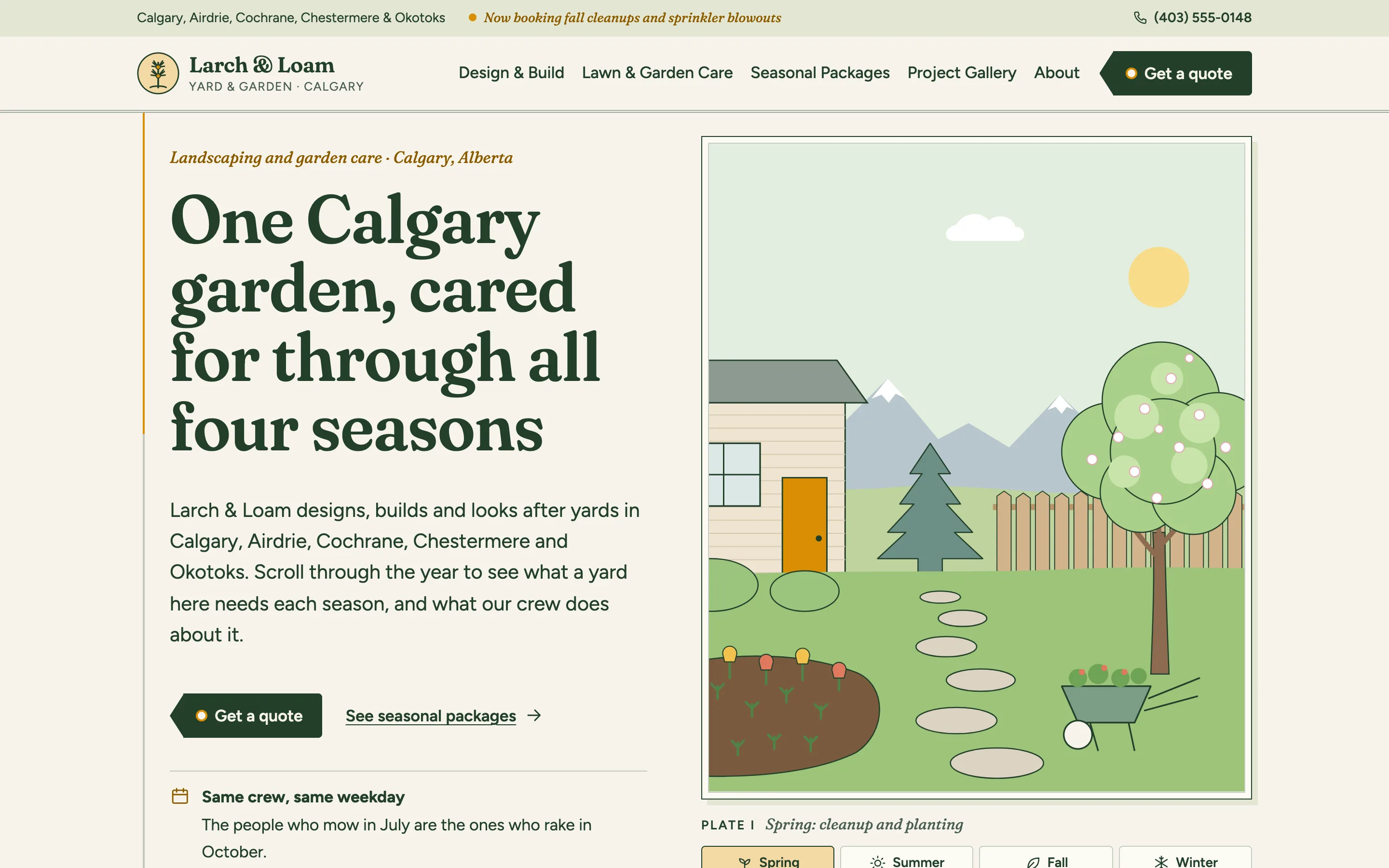Landscapers and garden maintenance companies demo website on a desktop browser