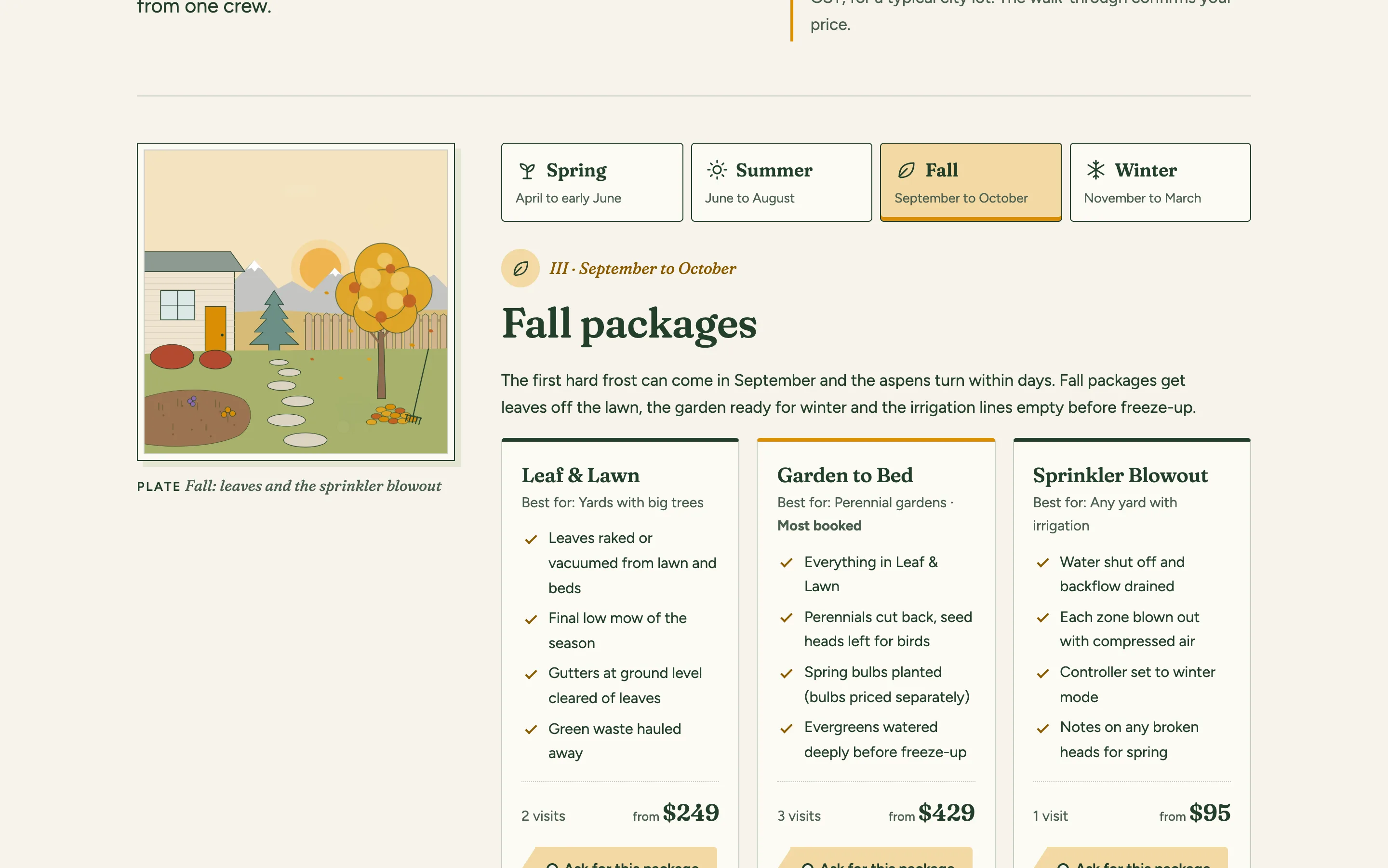 Landscapers and garden maintenance companies demo — Seasonal packages