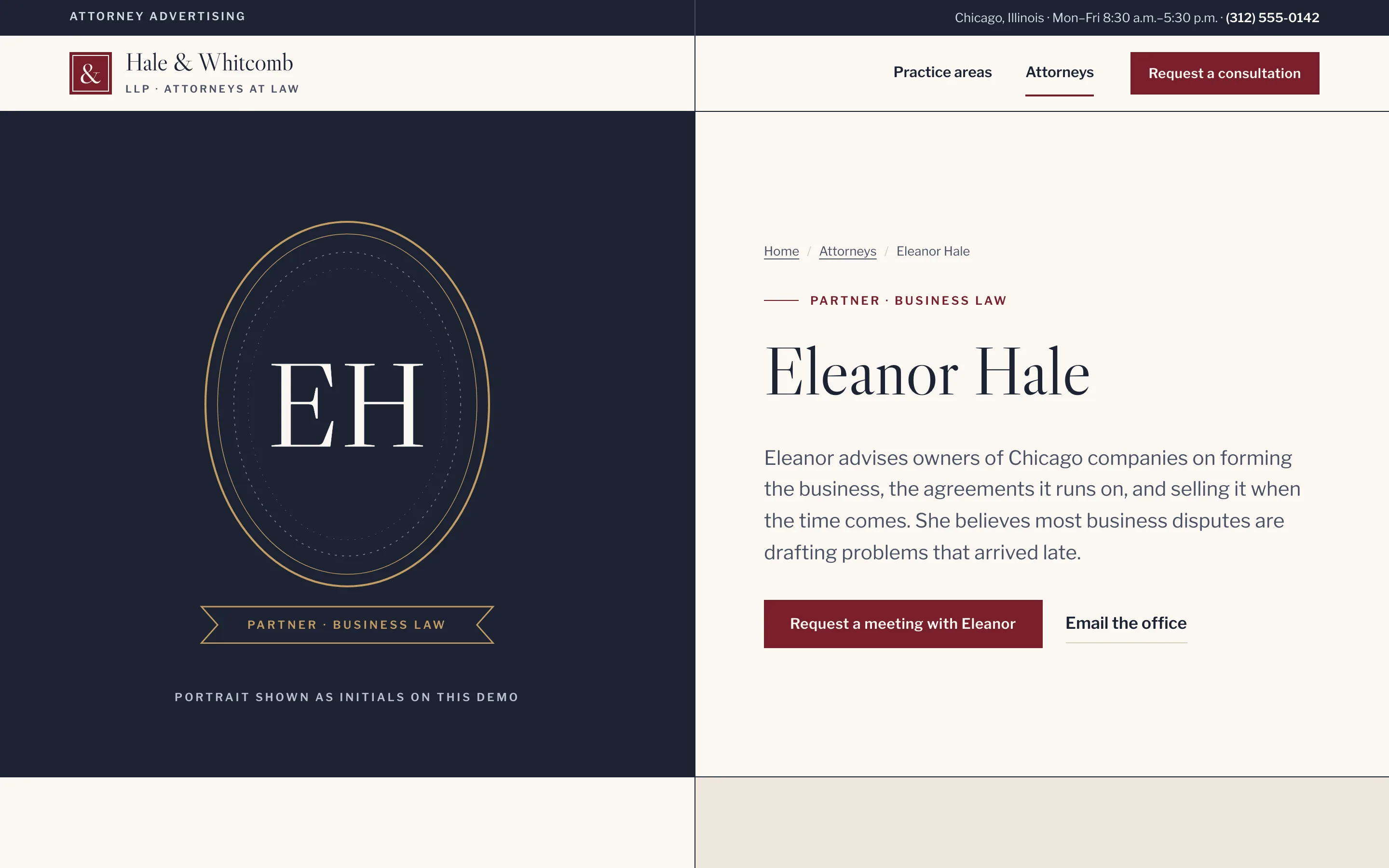 Law firms demo — Attorney profile