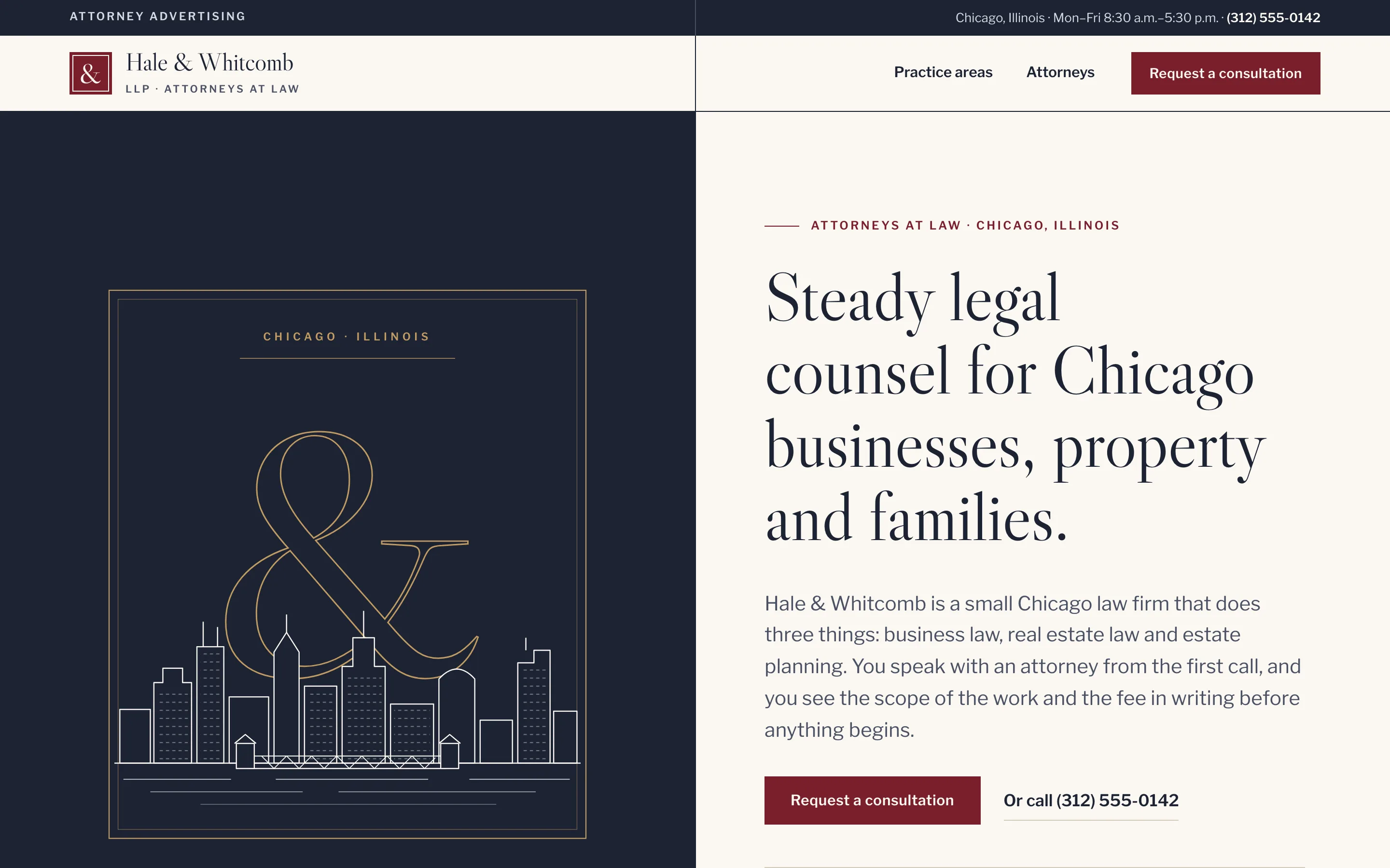 Law firms demo website on a desktop browser