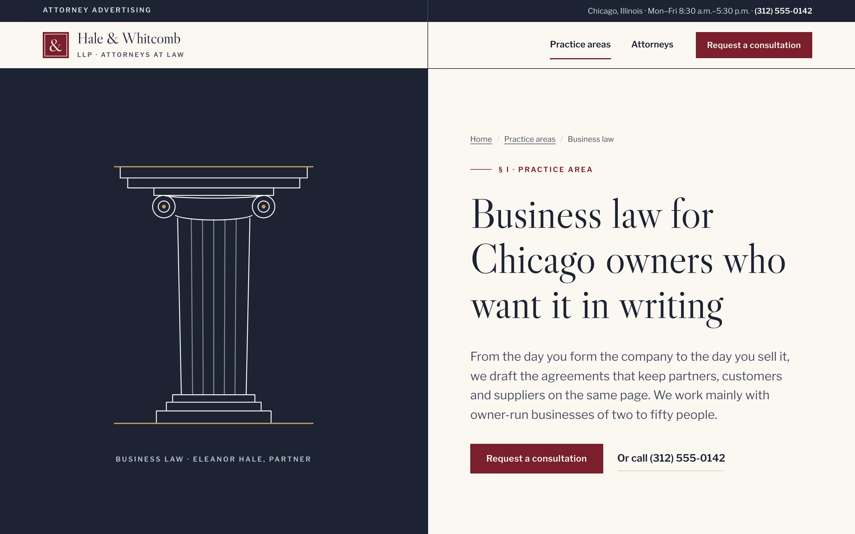 Law firms demo — Practice area page