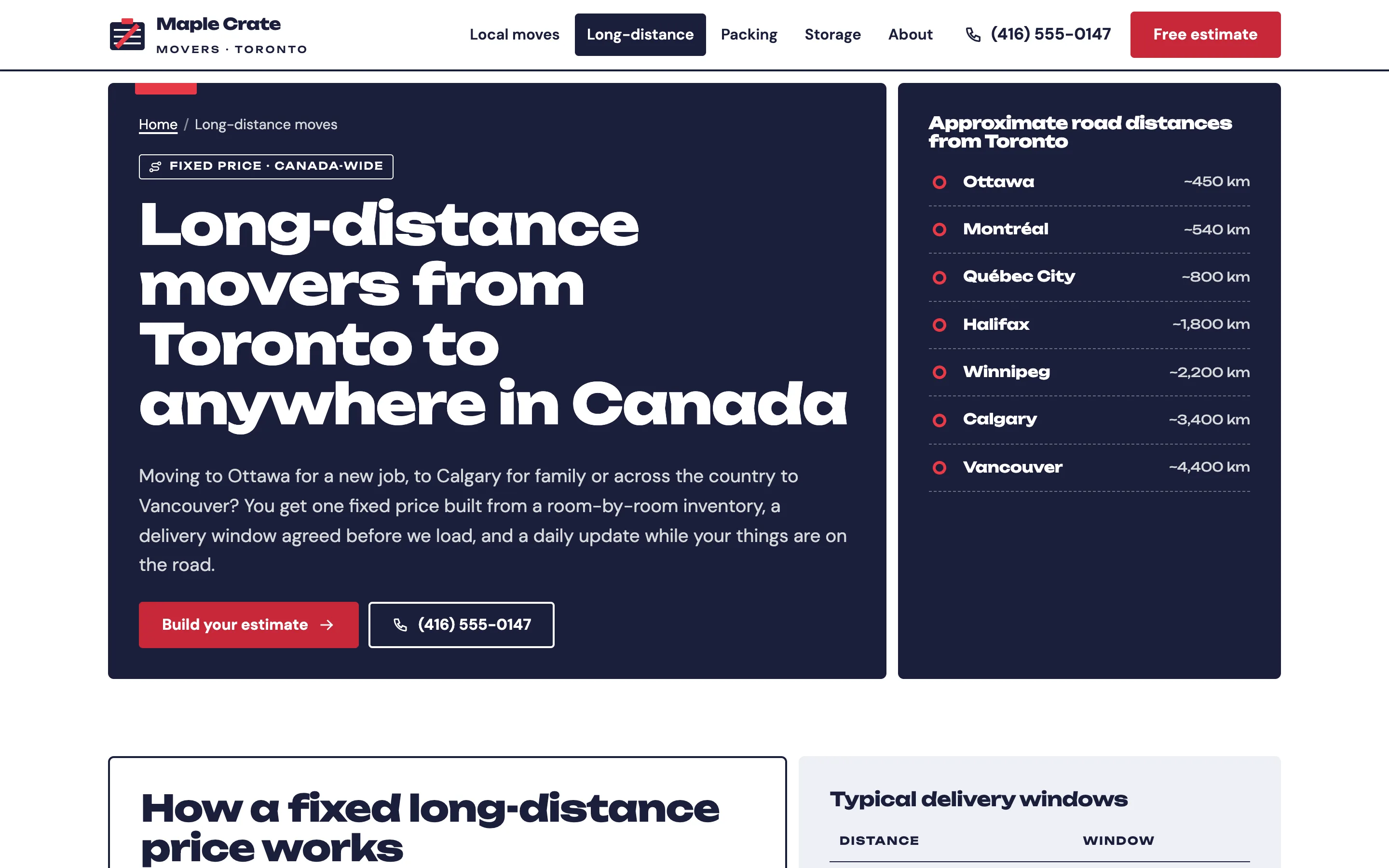 Moving and packing companies demo — Long-distance moves
