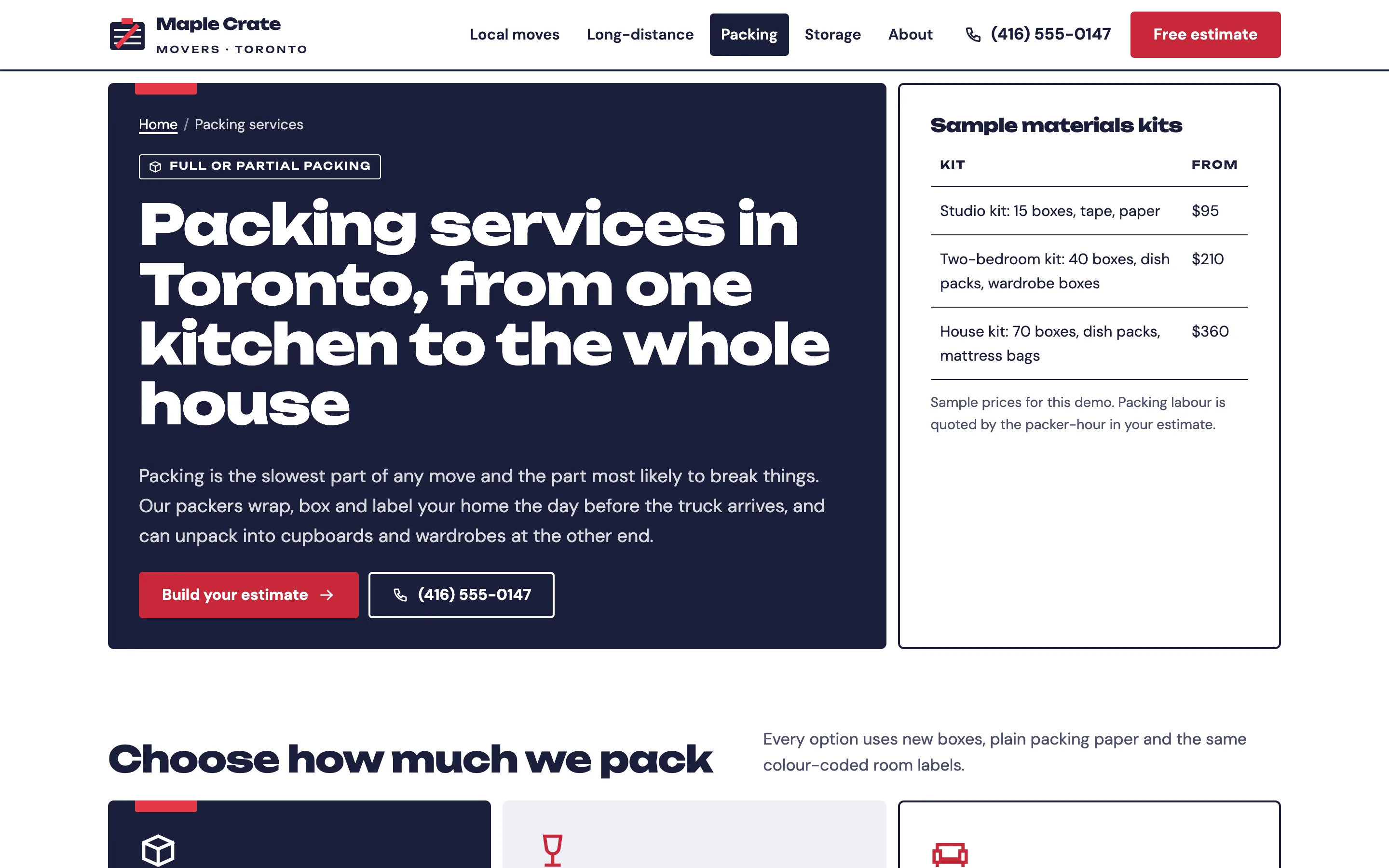 Moving and packing companies demo — Packing