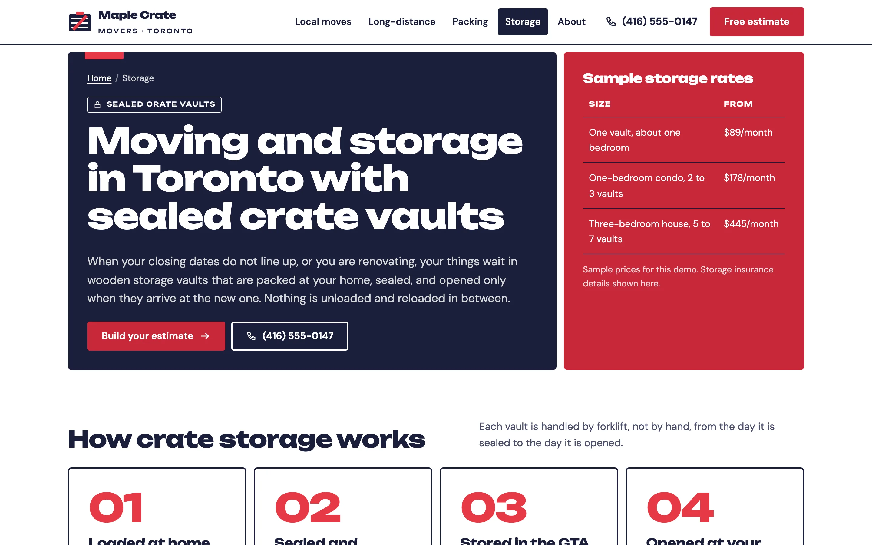 Moving and packing companies demo — Storage