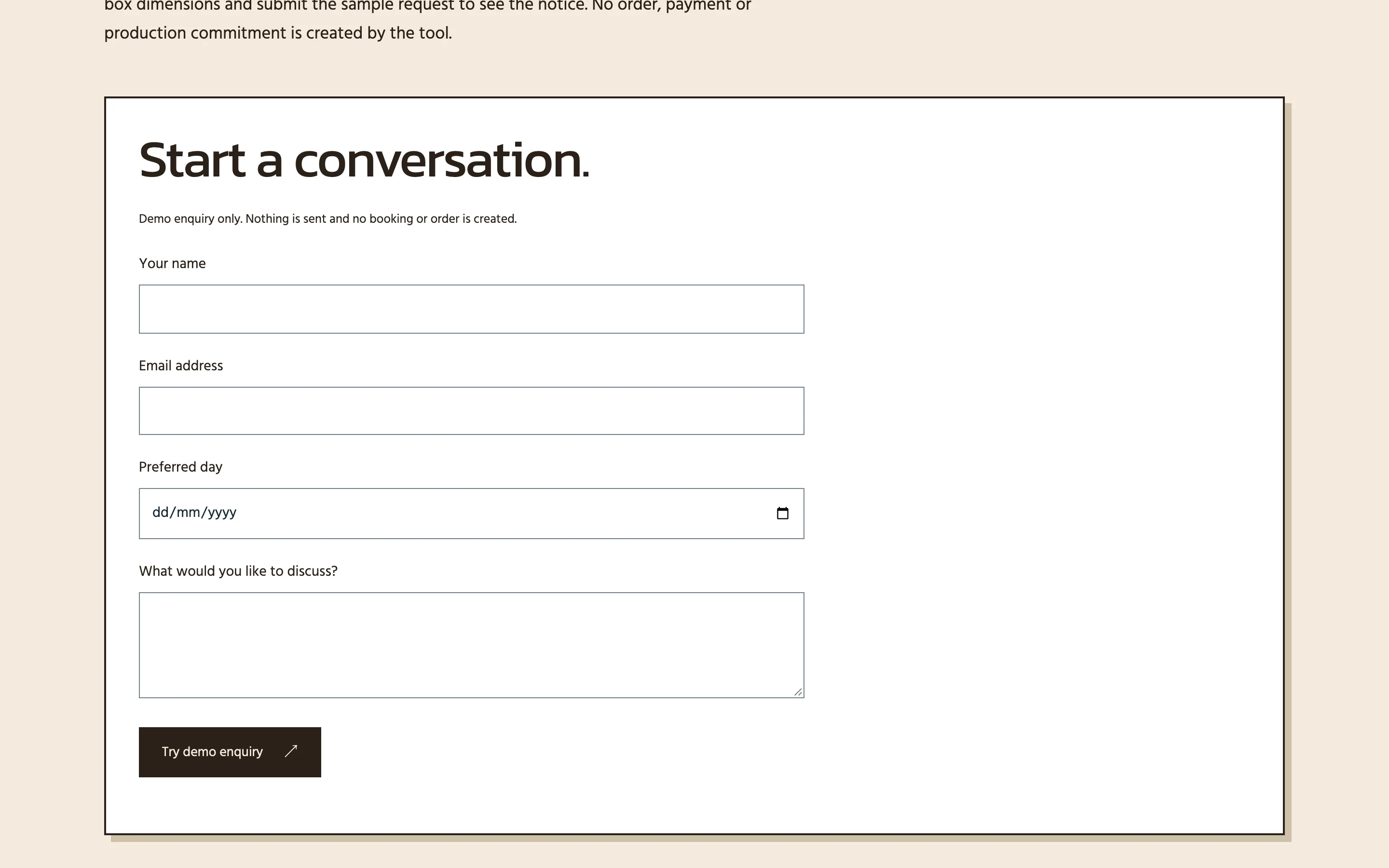 Packaging manufacturer demo — A clear next conversation