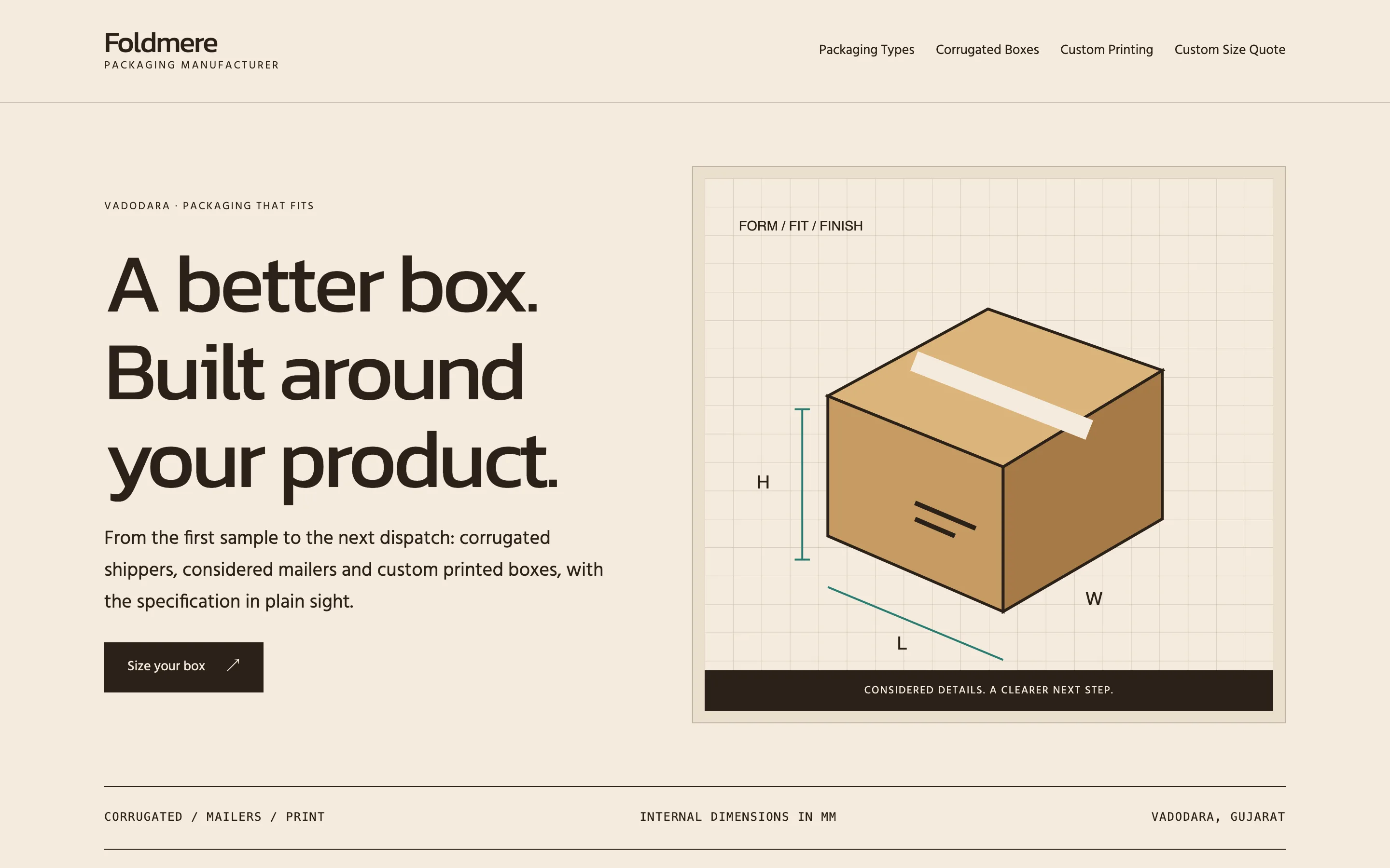 Packaging manufacturer demo website on a desktop browser