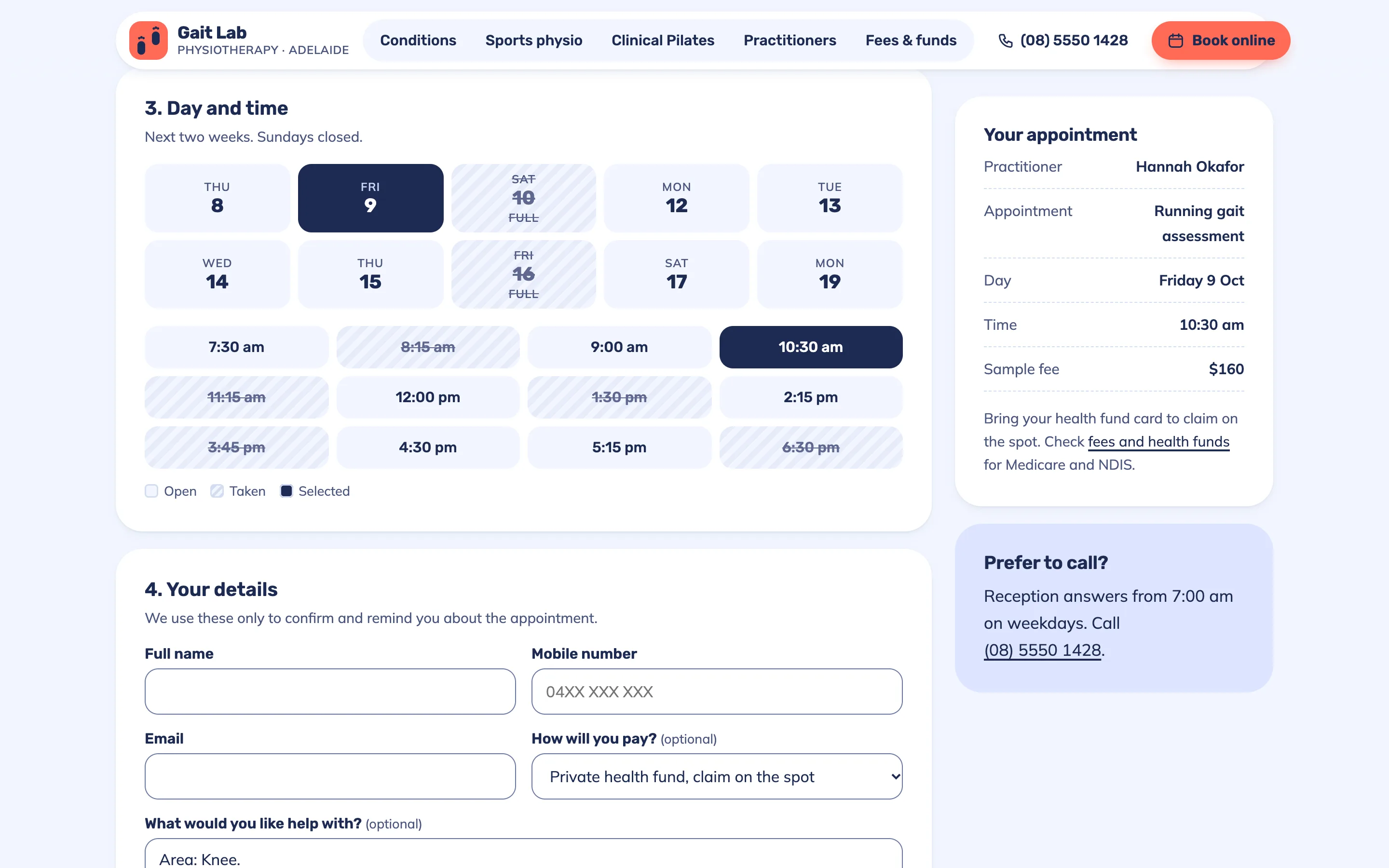 Physiotherapy clinics demo — Book online