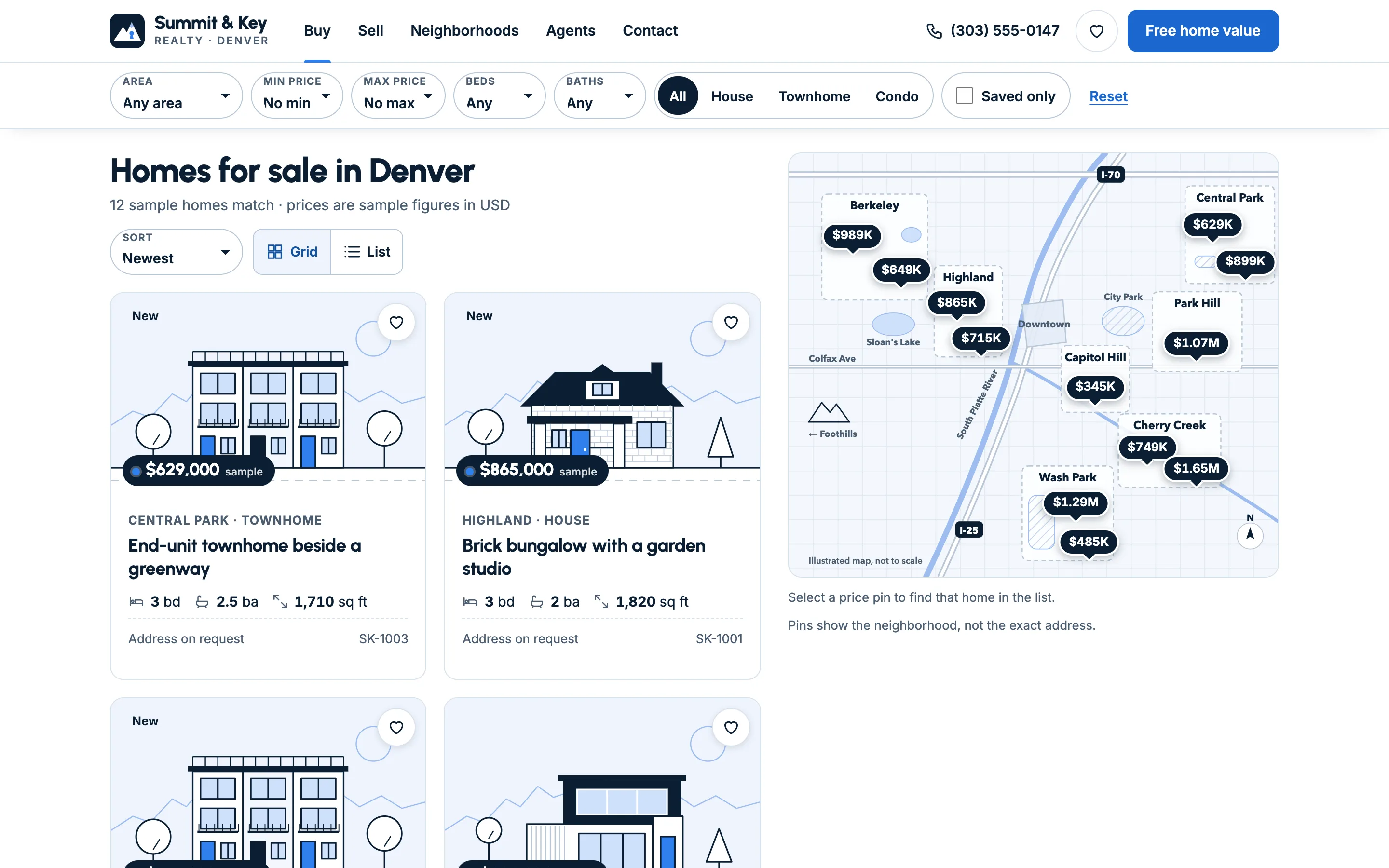 Real estate agencies demo — Map and list property search