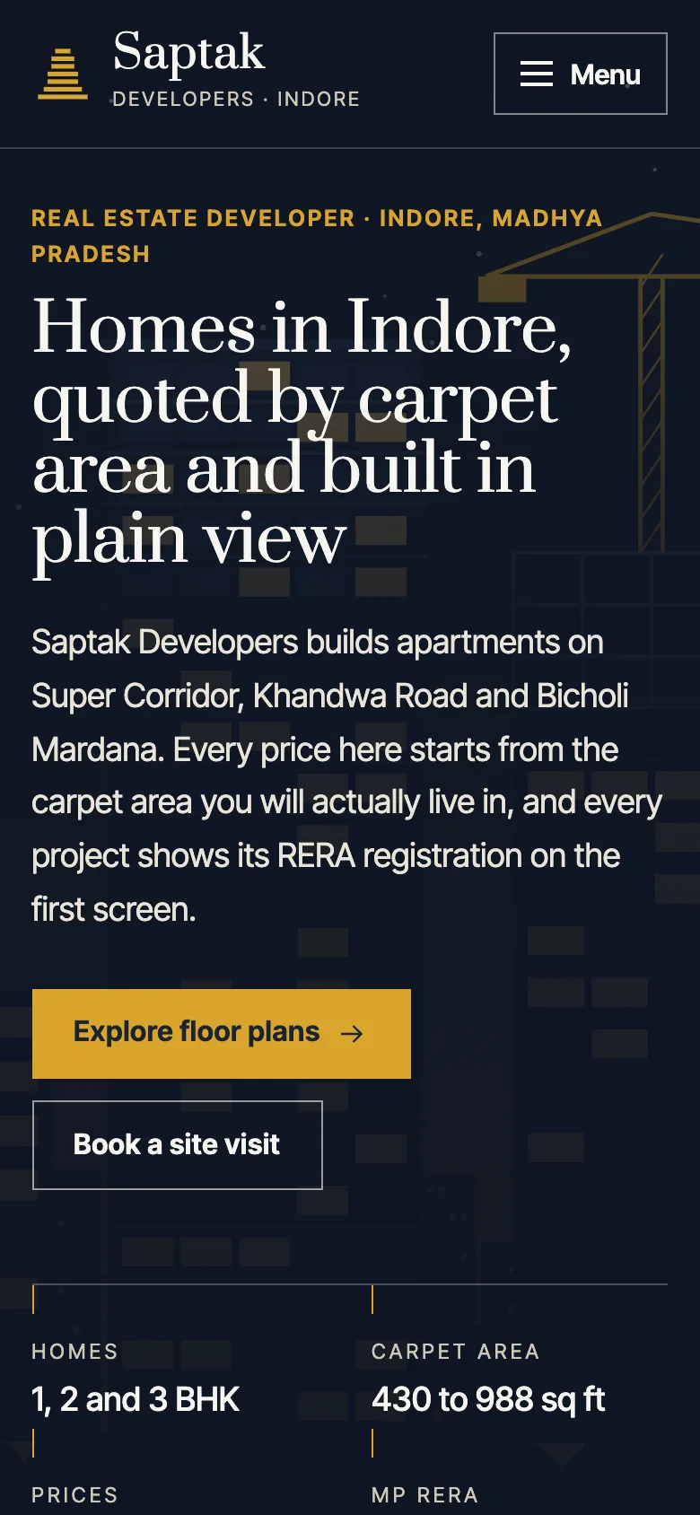 Real estate developers demo website on a phone