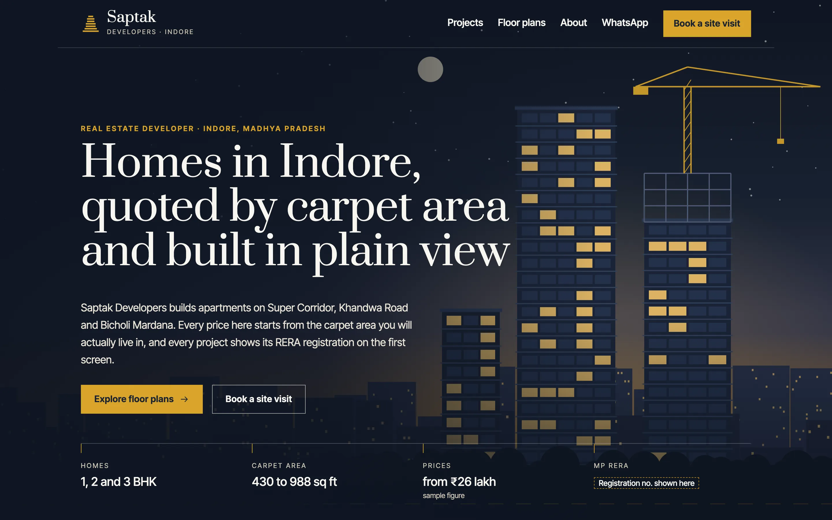 Real estate developers demo website on a desktop browser