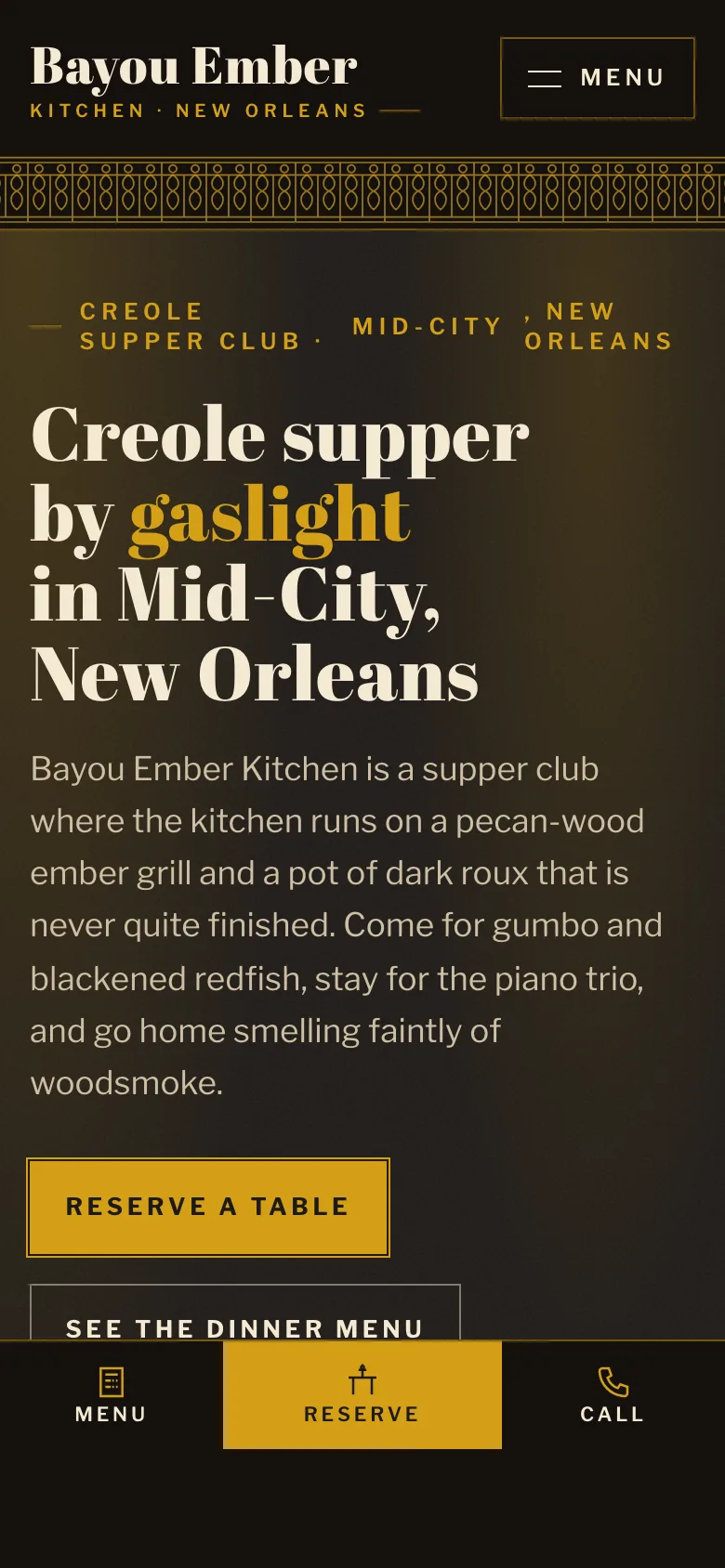 Restaurants demo website on a phone