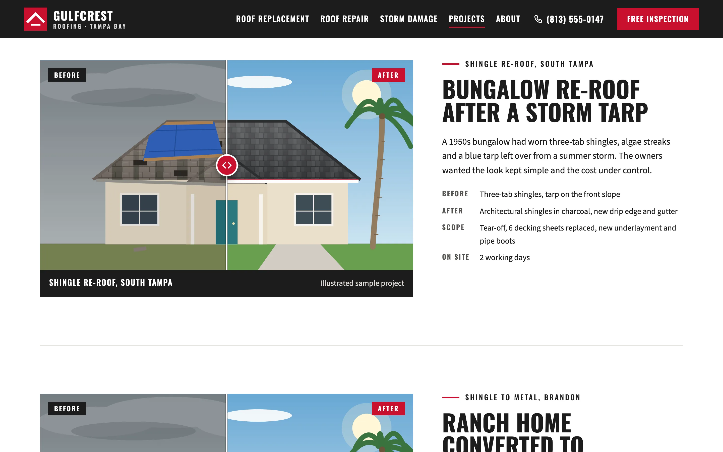 Roofing contractors demo — Before-and-after projects