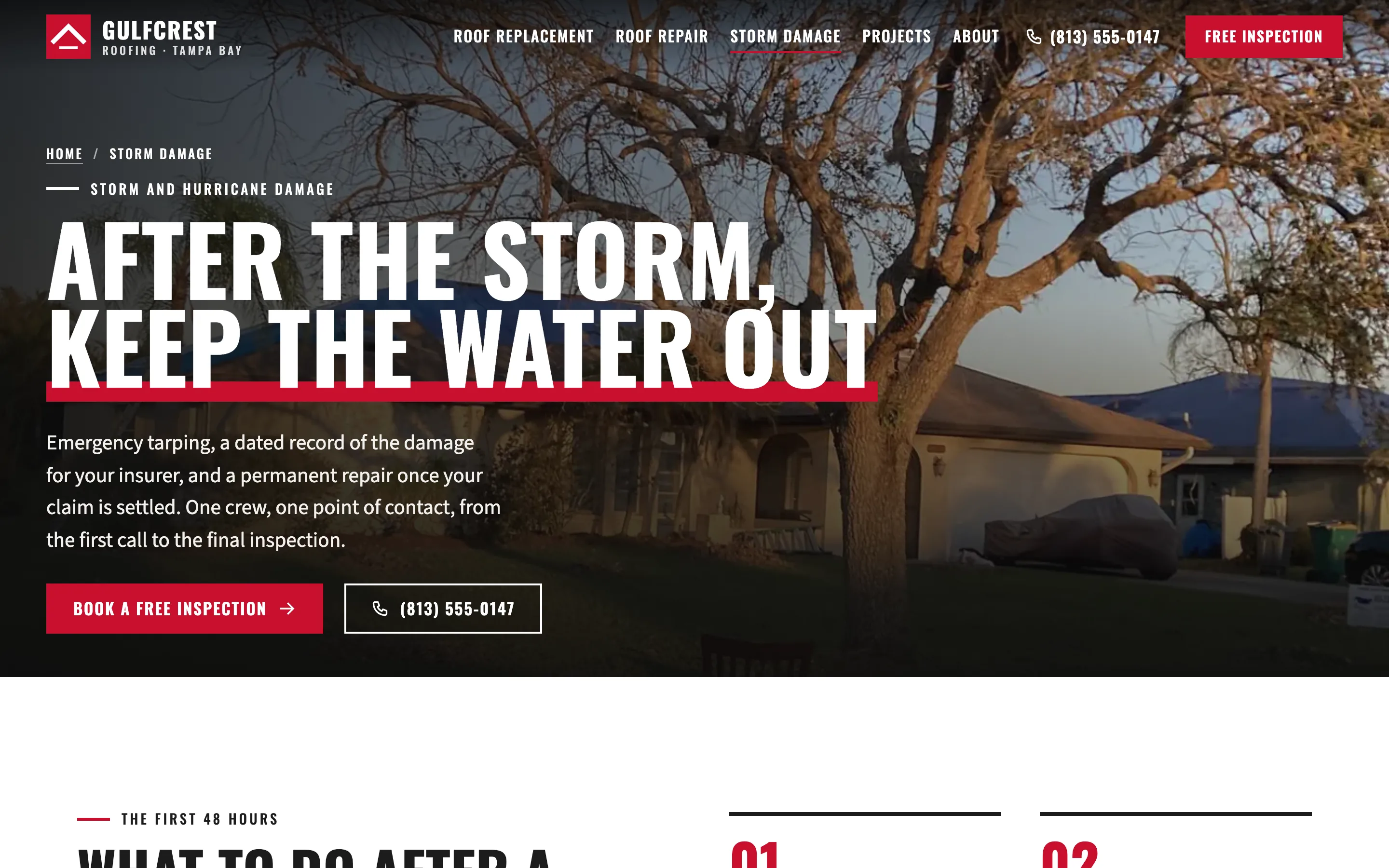 Roofing contractors demo — Storm damage page