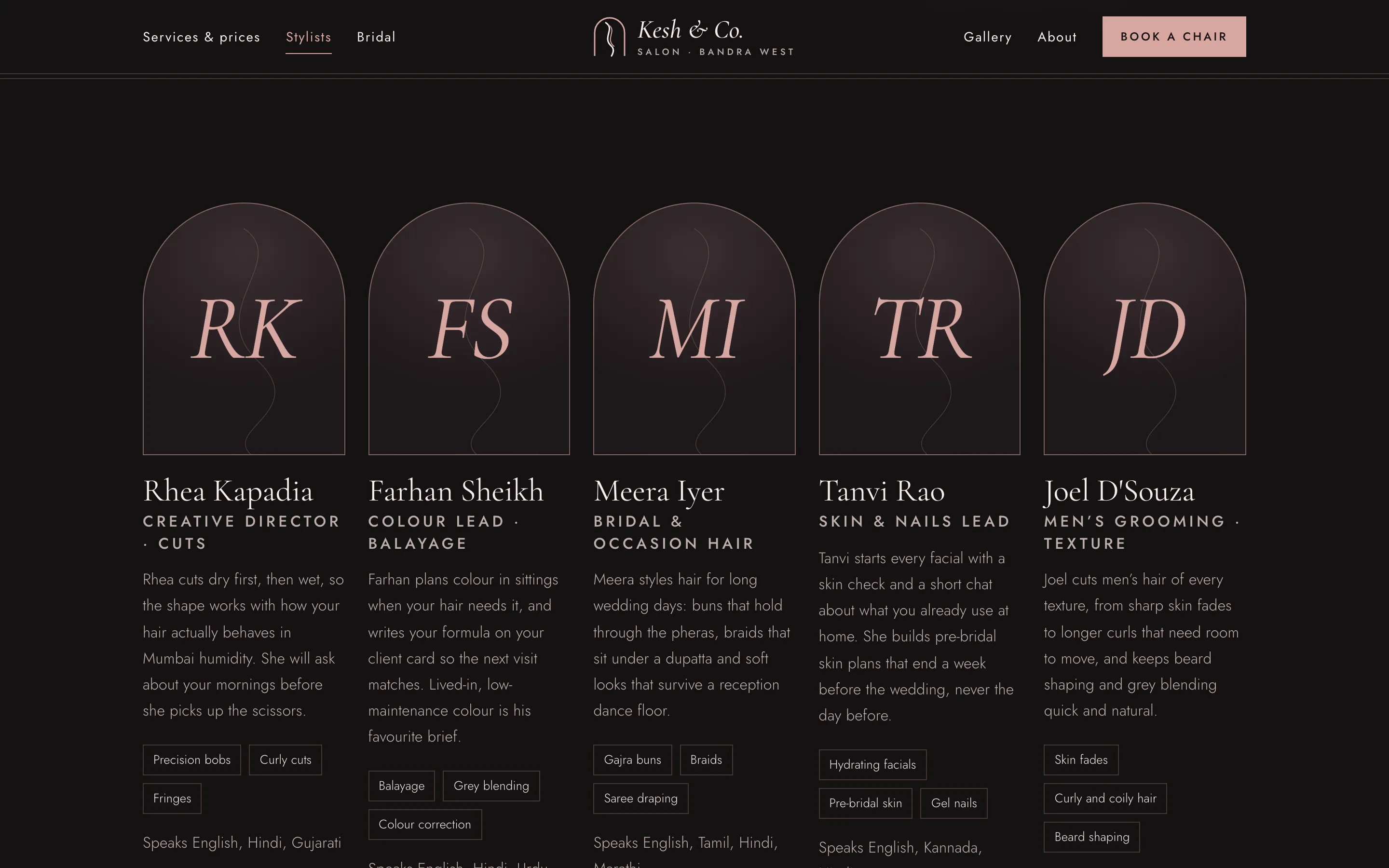 Hair and beauty salons demo — Stylists