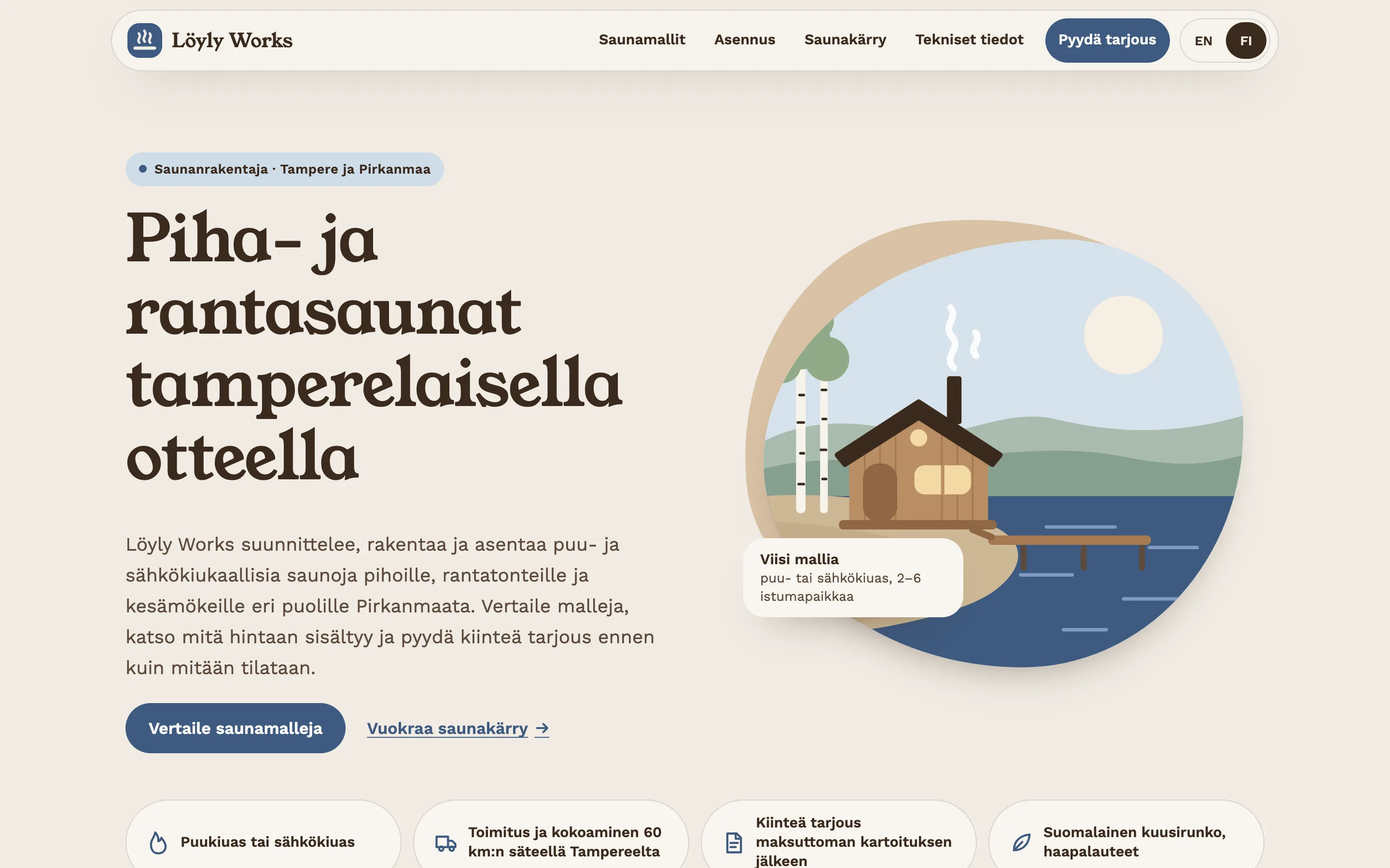 Sauna builders and rental companies demo — Finnish version