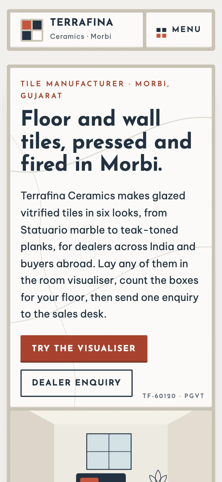Tile manufacturers demo website on a phone
