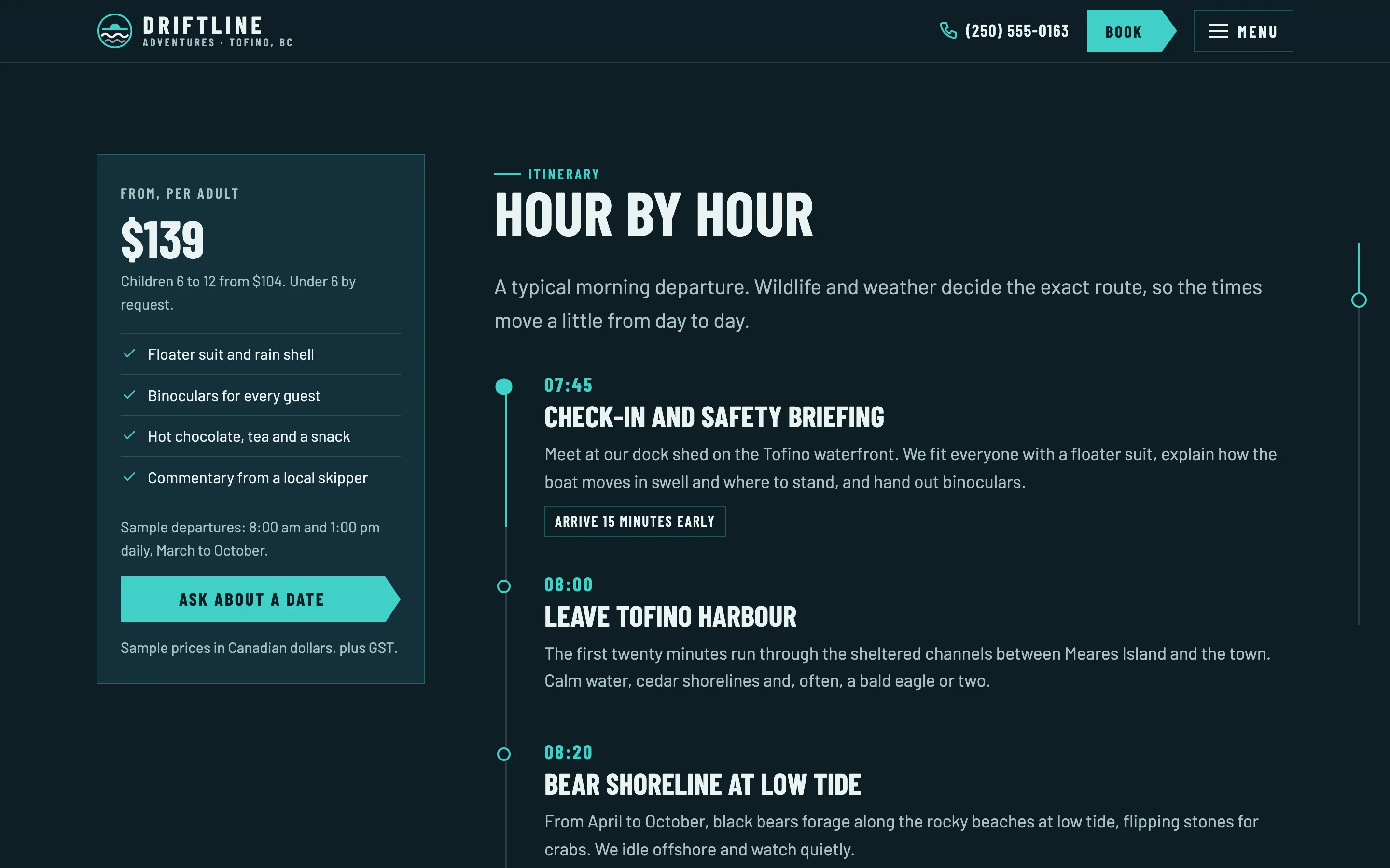 Tour operators demo — Hour-by-hour itinerary