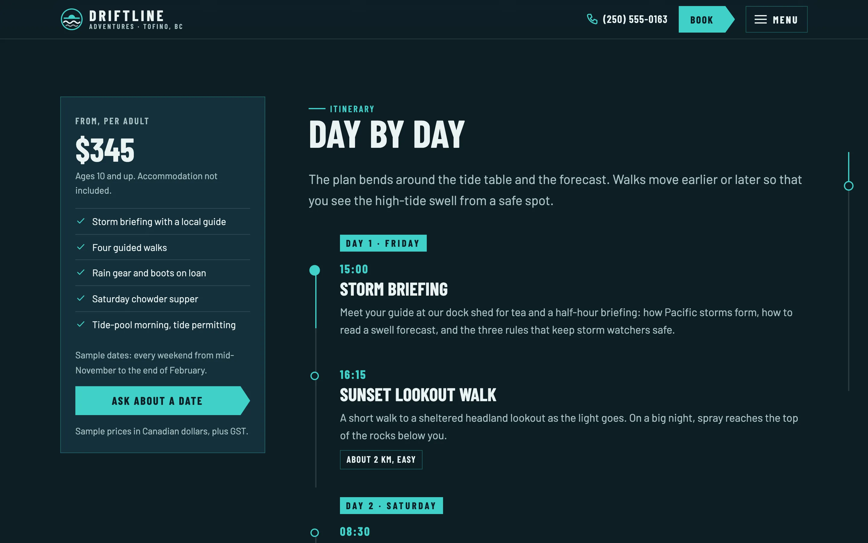 Tour operators demo — Day-by-day weekend