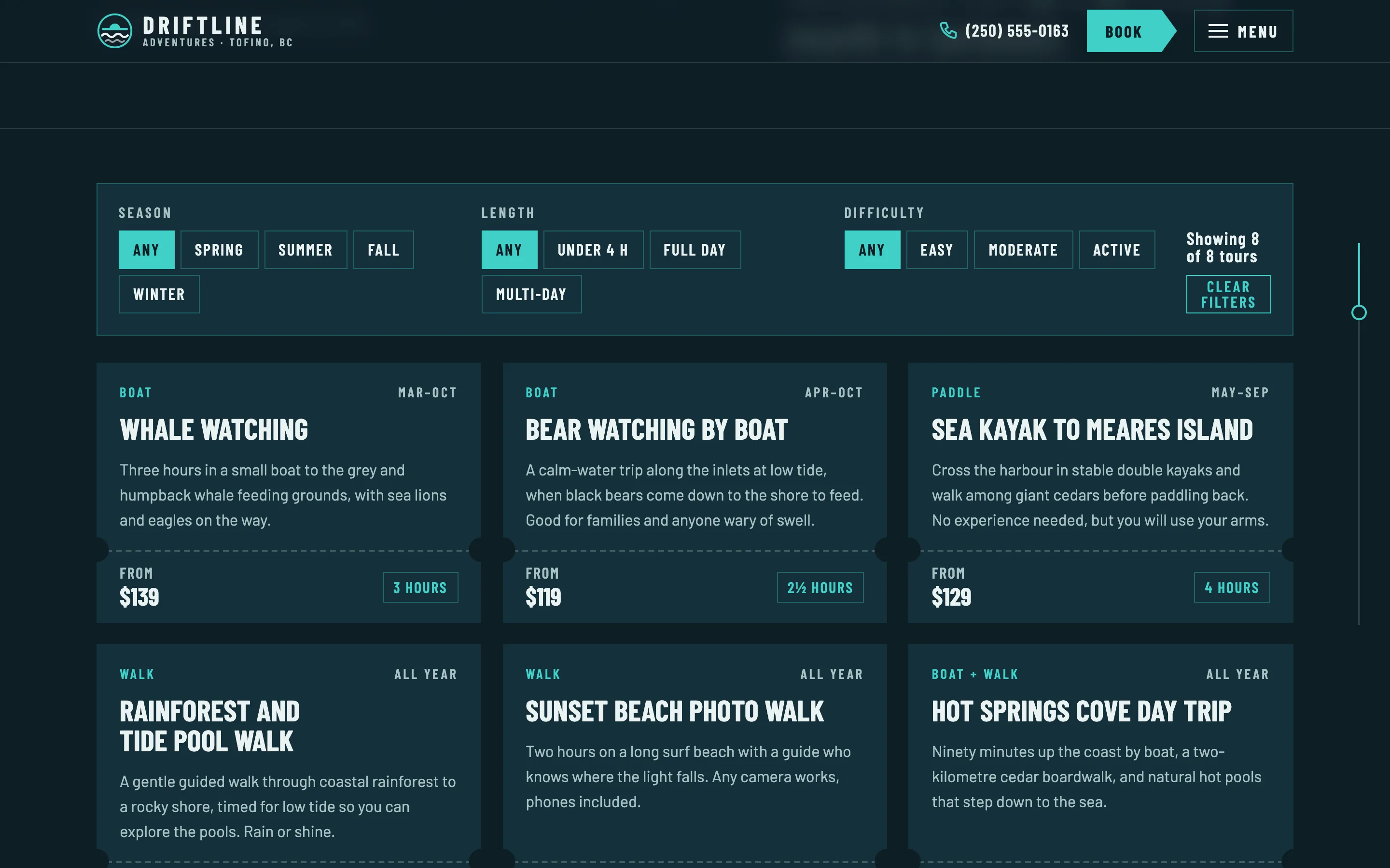 Tour operators demo — Tours by season