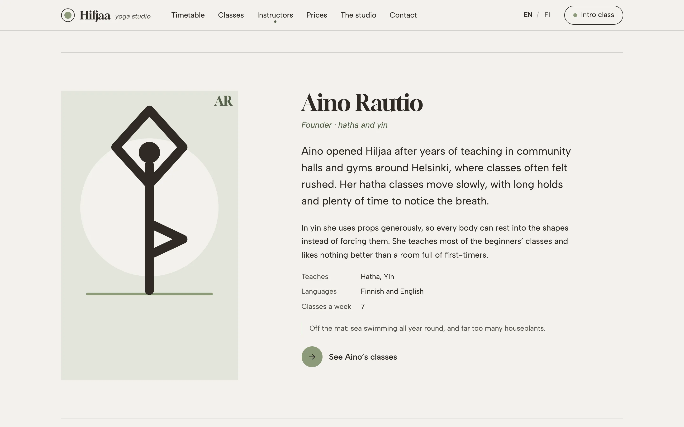 Yoga and Pilates studios demo — Teacher profiles